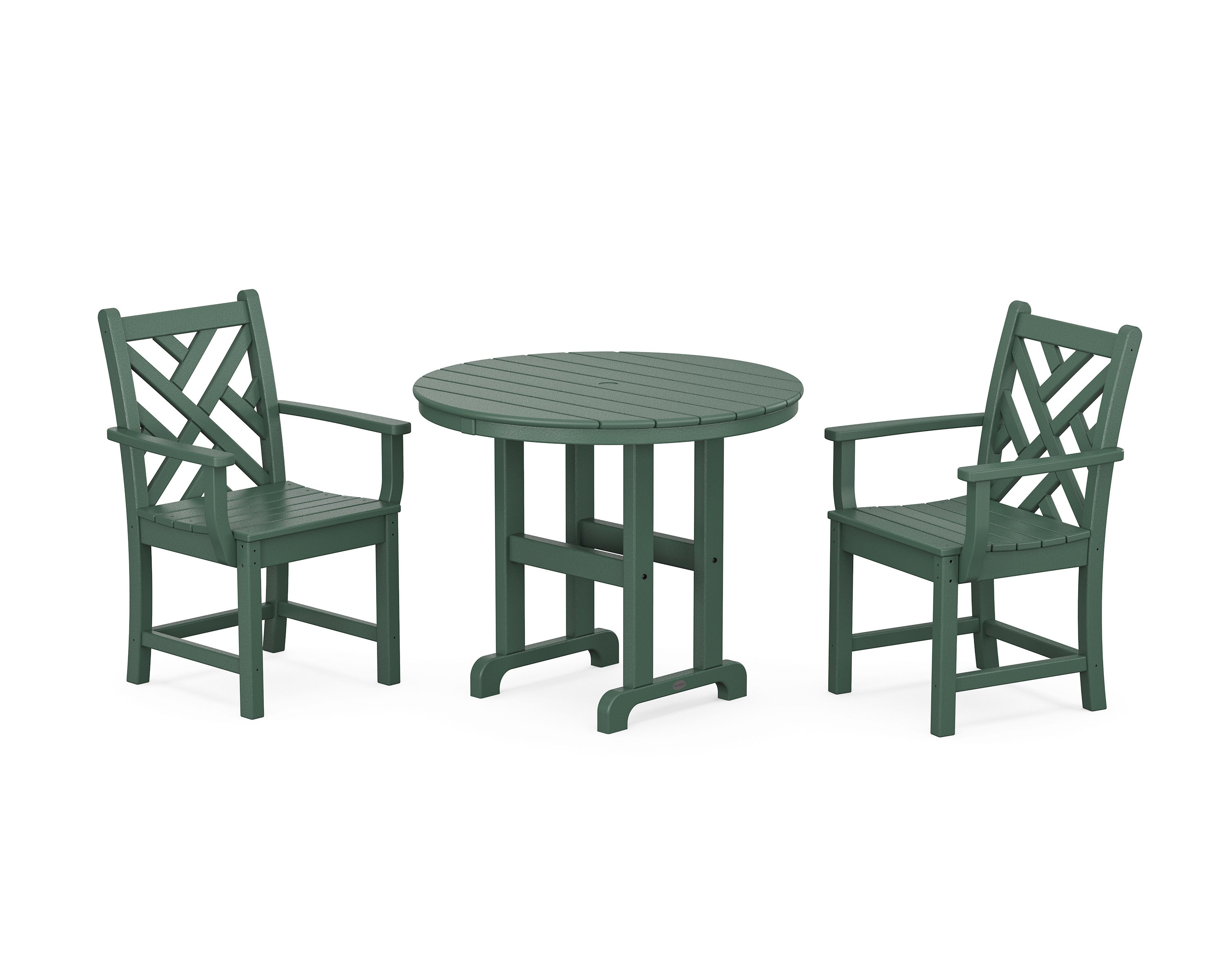 Chippendale 3-Piece Round Dining Set in Green