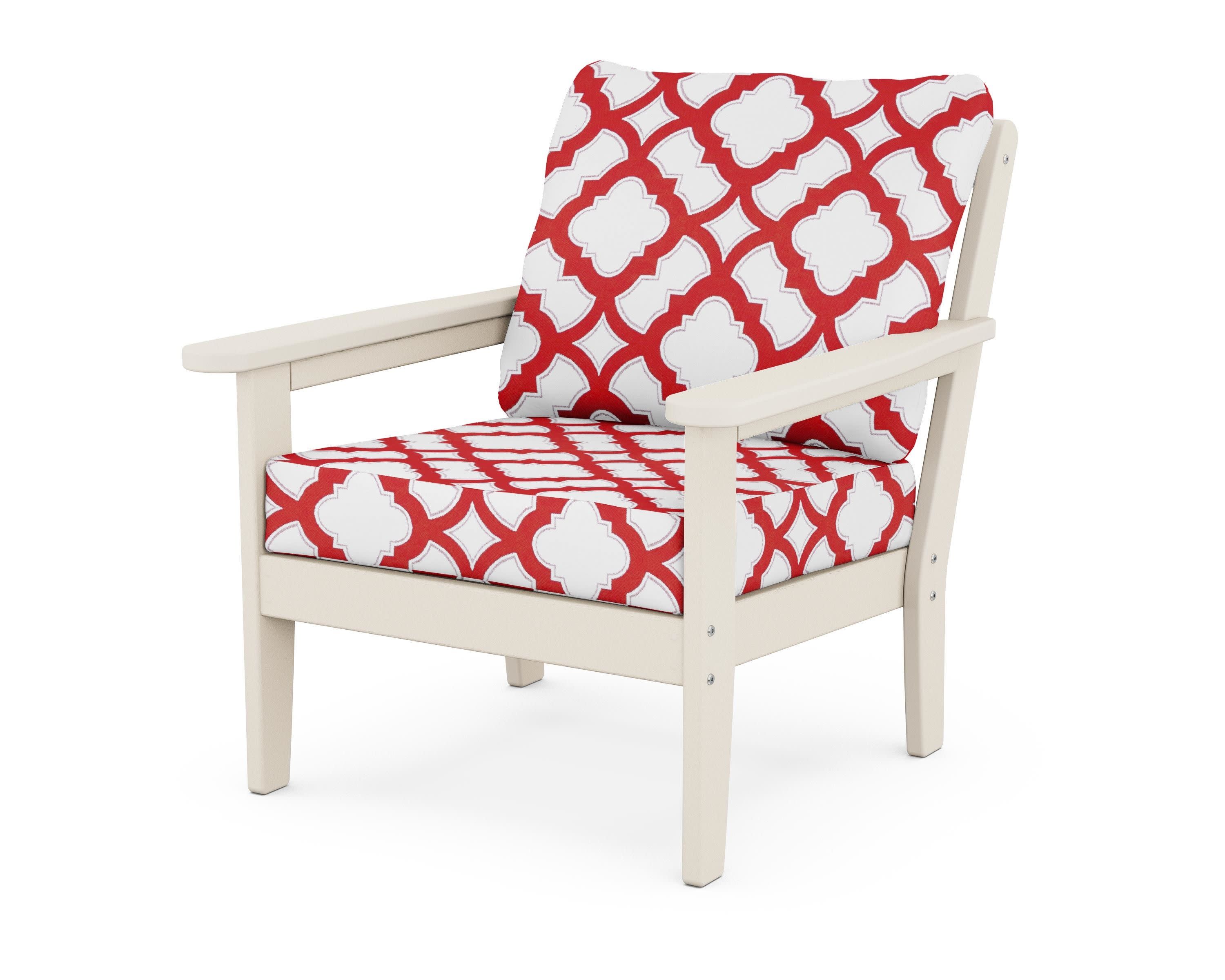 Cottage Deep Seating Chair in Sand / Trellis Crimson