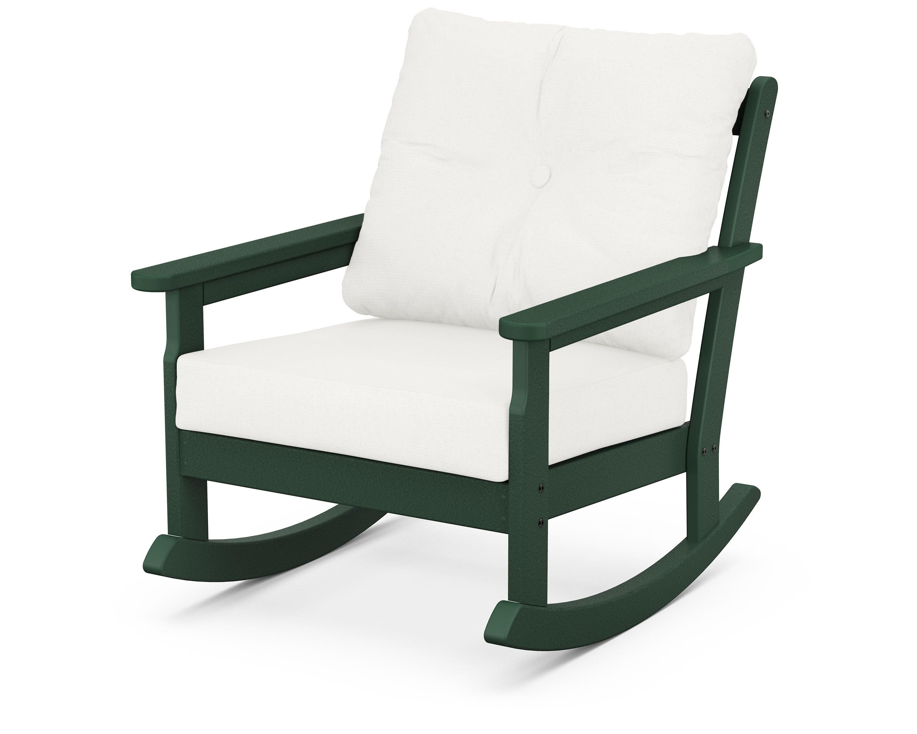 Vineyard Deep Seating Rocking Chair in Green / Natural Linen
