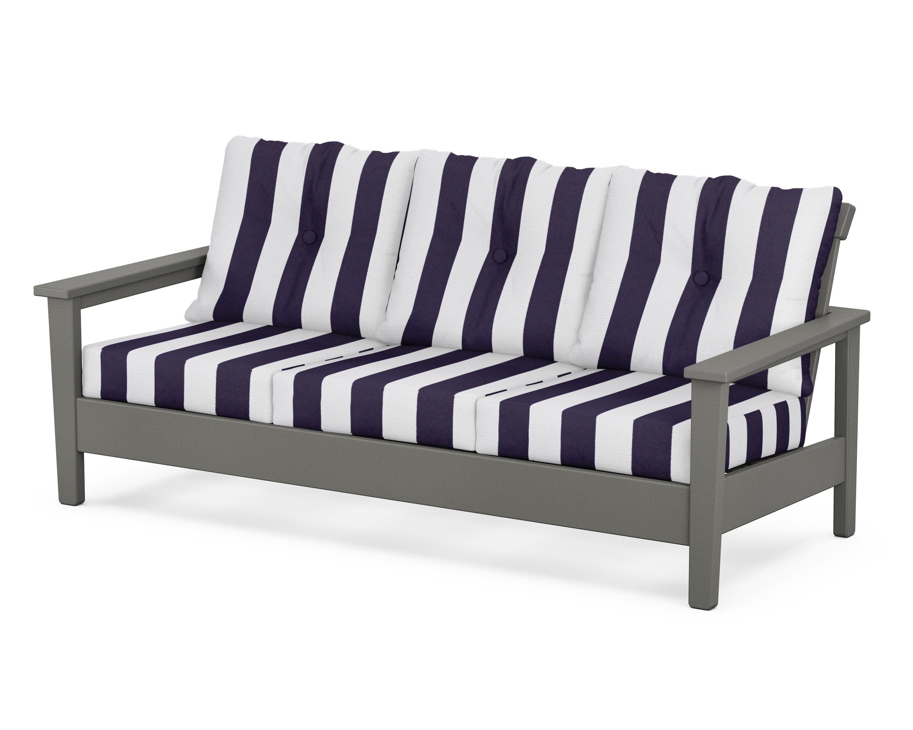 Prescott Deep Seating Sofa in Slate Grey / Cabana Stripe Navy