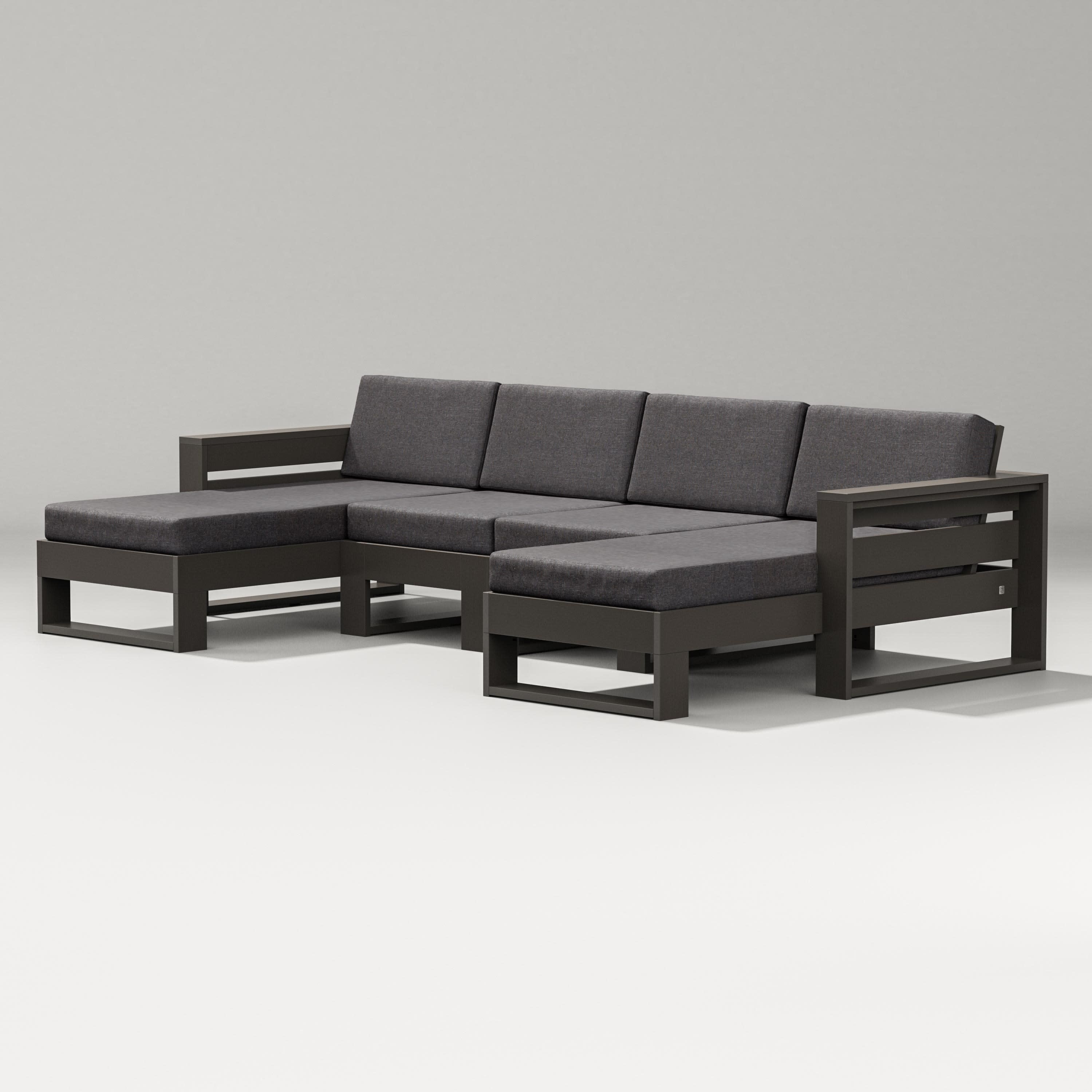 Latitude Double Chaise Sectional in Vintage Coffee / Ash Charcoal