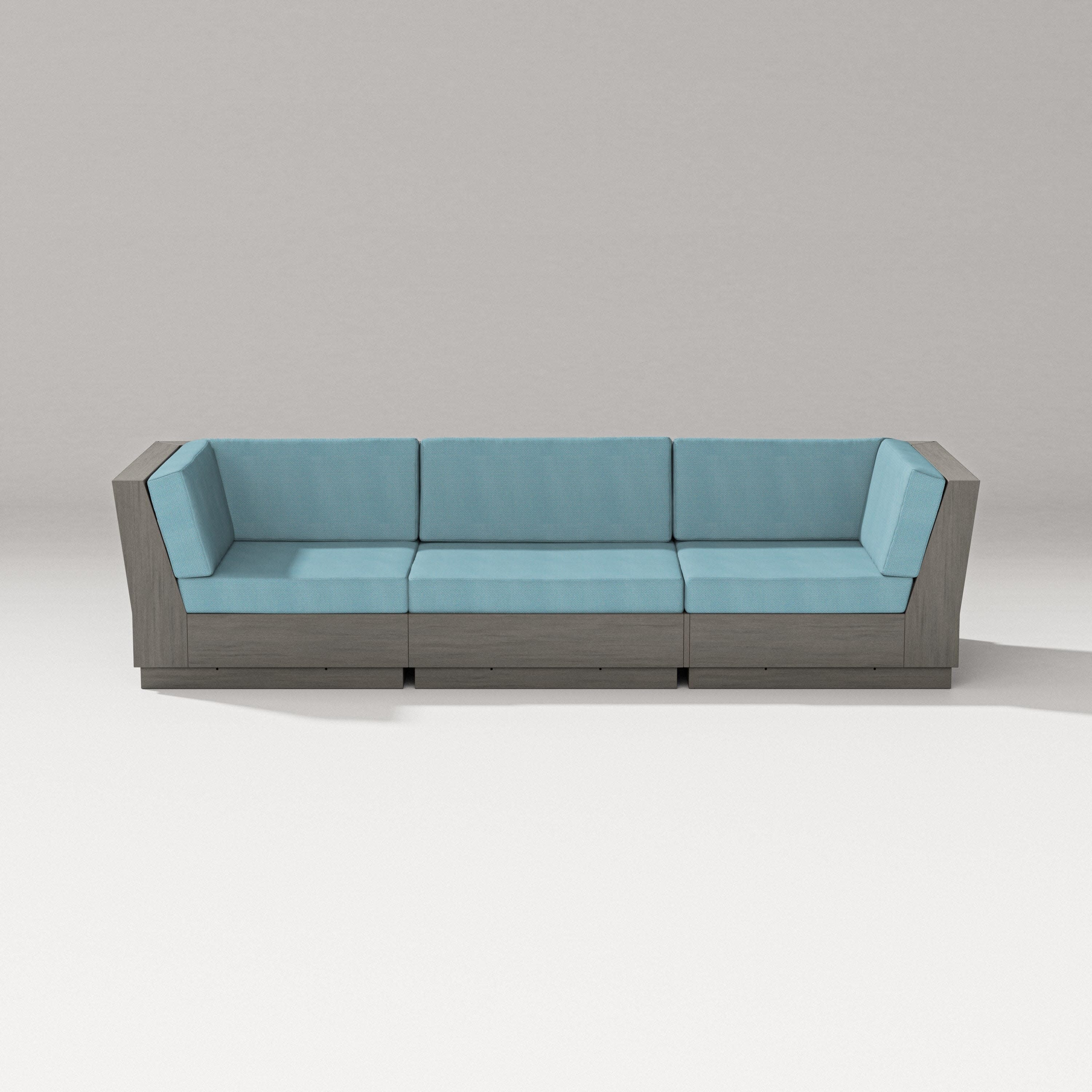 Elevate Sofa Sectional in Driftwood / Lattice Sky Blue