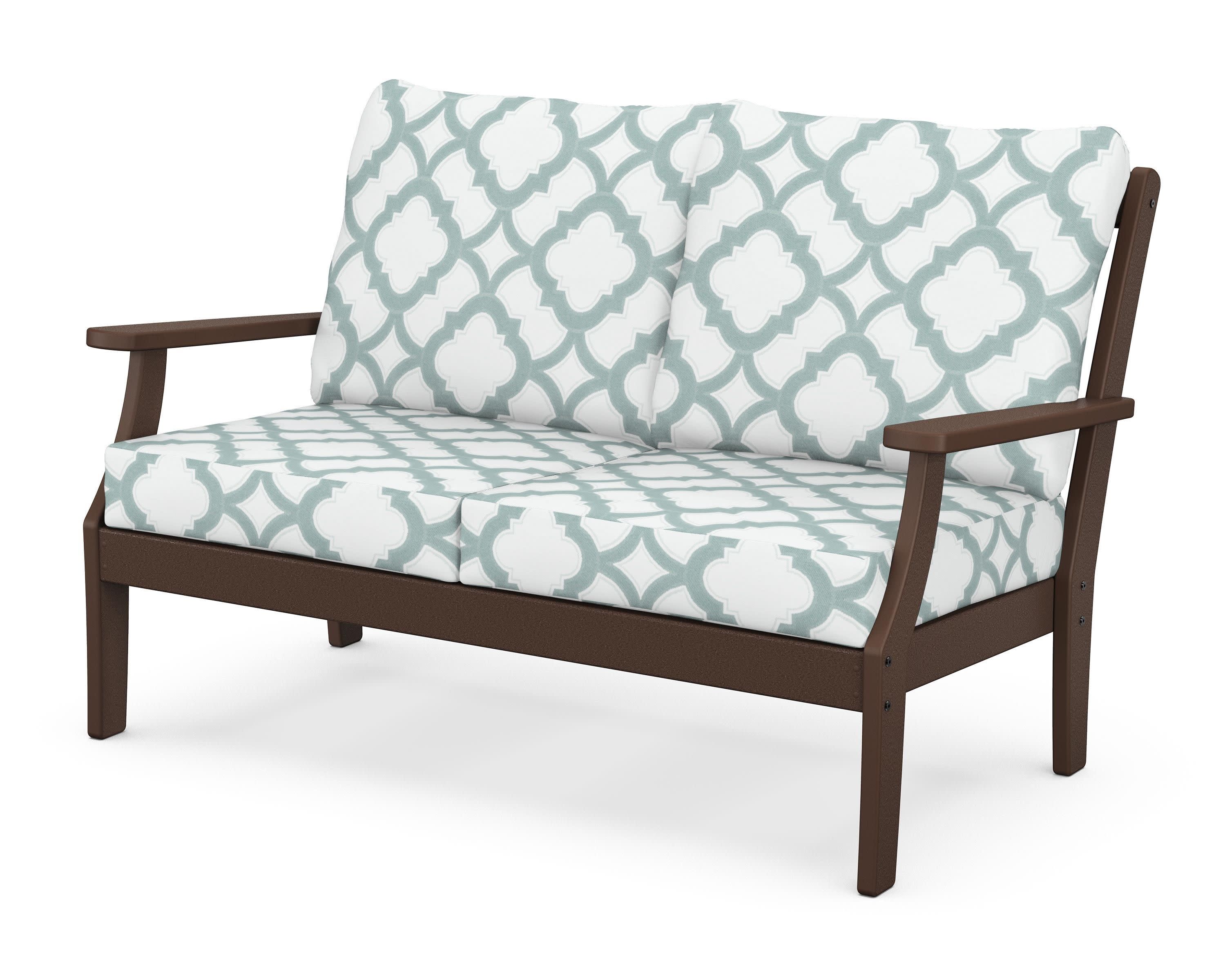 Braxton Deep Seating Loveseat in Mahogany / Trellis Glacier Spa
