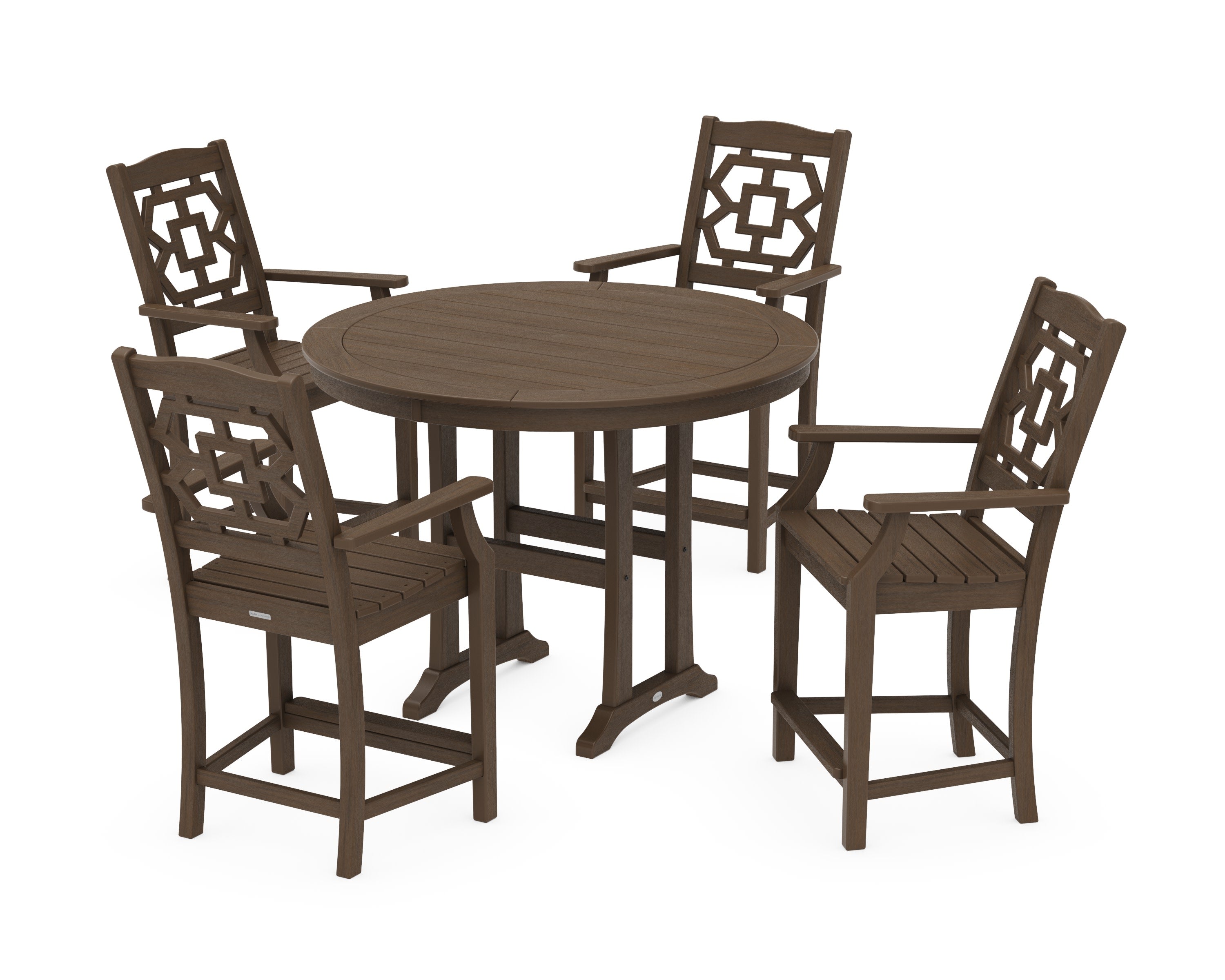 Chinoiserie 5-Piece Round Counter Set in Kona