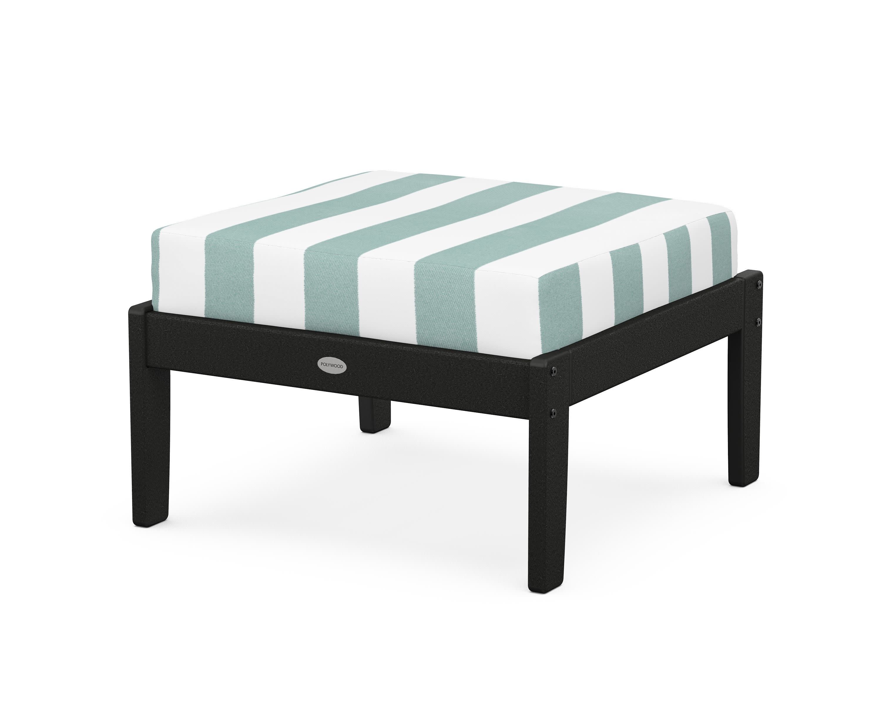 Braxton Deep Seating Ottoman in Black / Cabana Stripe Glacier Spa