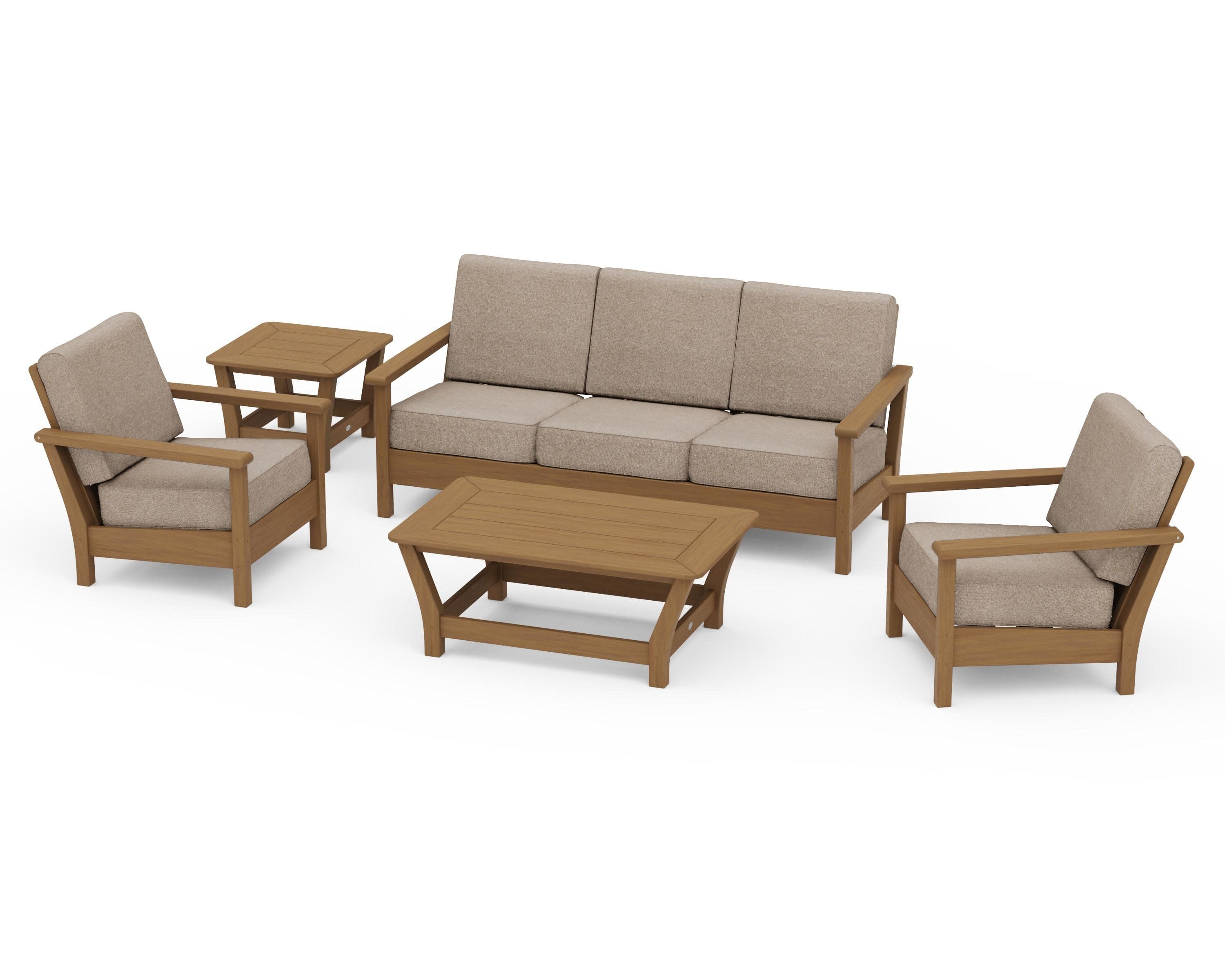 Harbour 5-Piece Deep Seating Set in Natural / Spiced Burlap