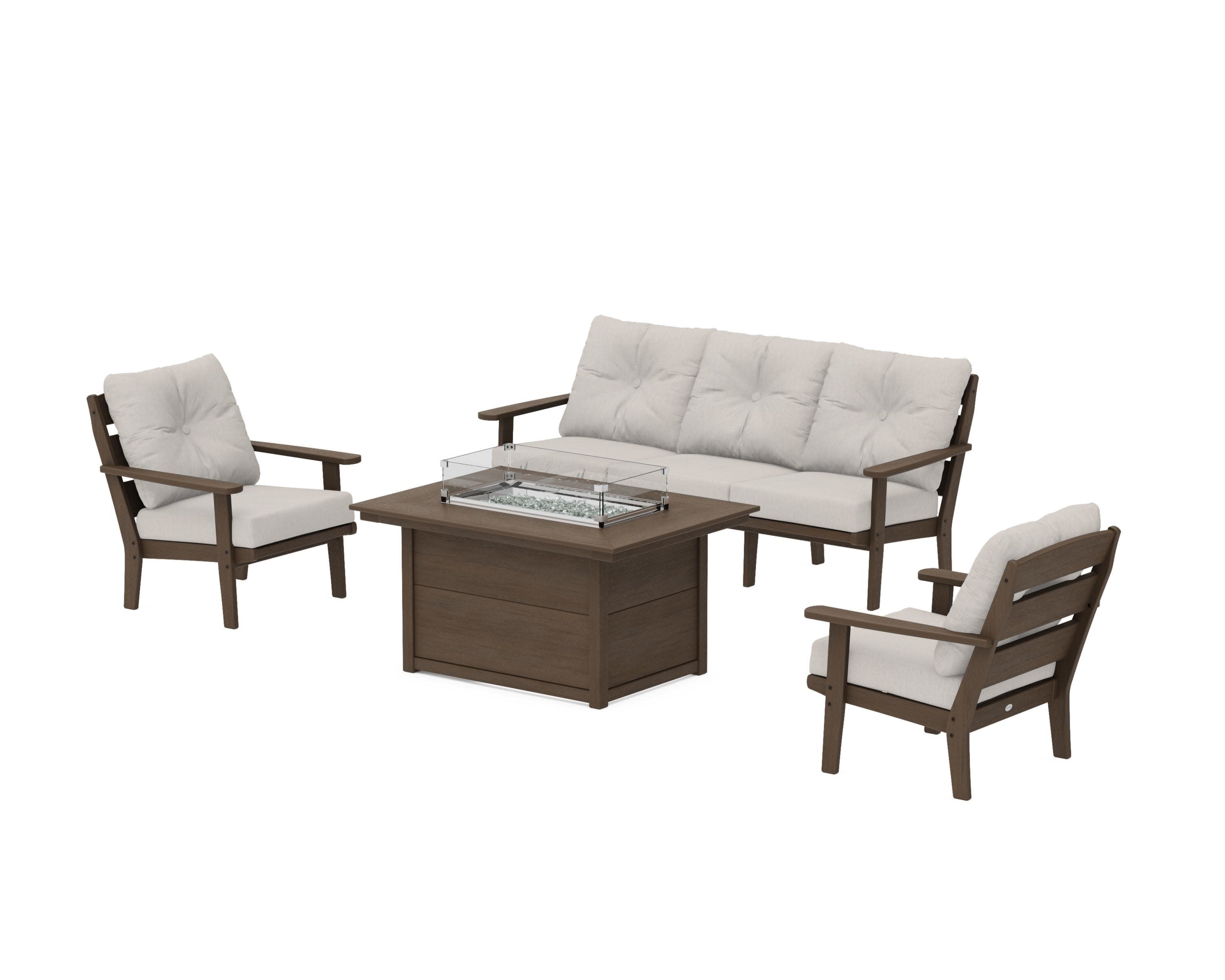 Lakeside Deep Seating Fire Pit Table Set in Kona / Cast Ash
