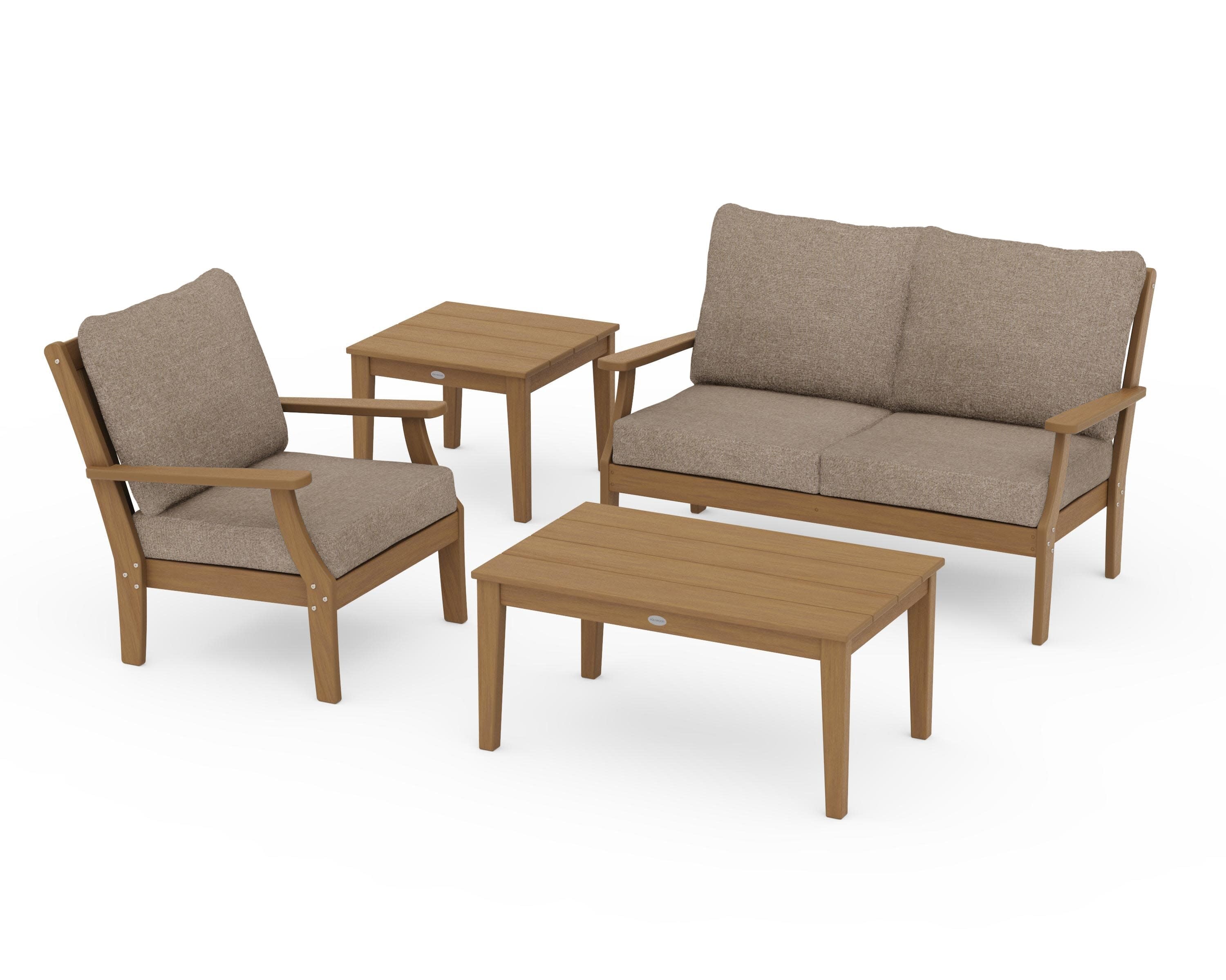 Braxton 4-Piece Deep Seating Set in Natural / Spiced Burlap