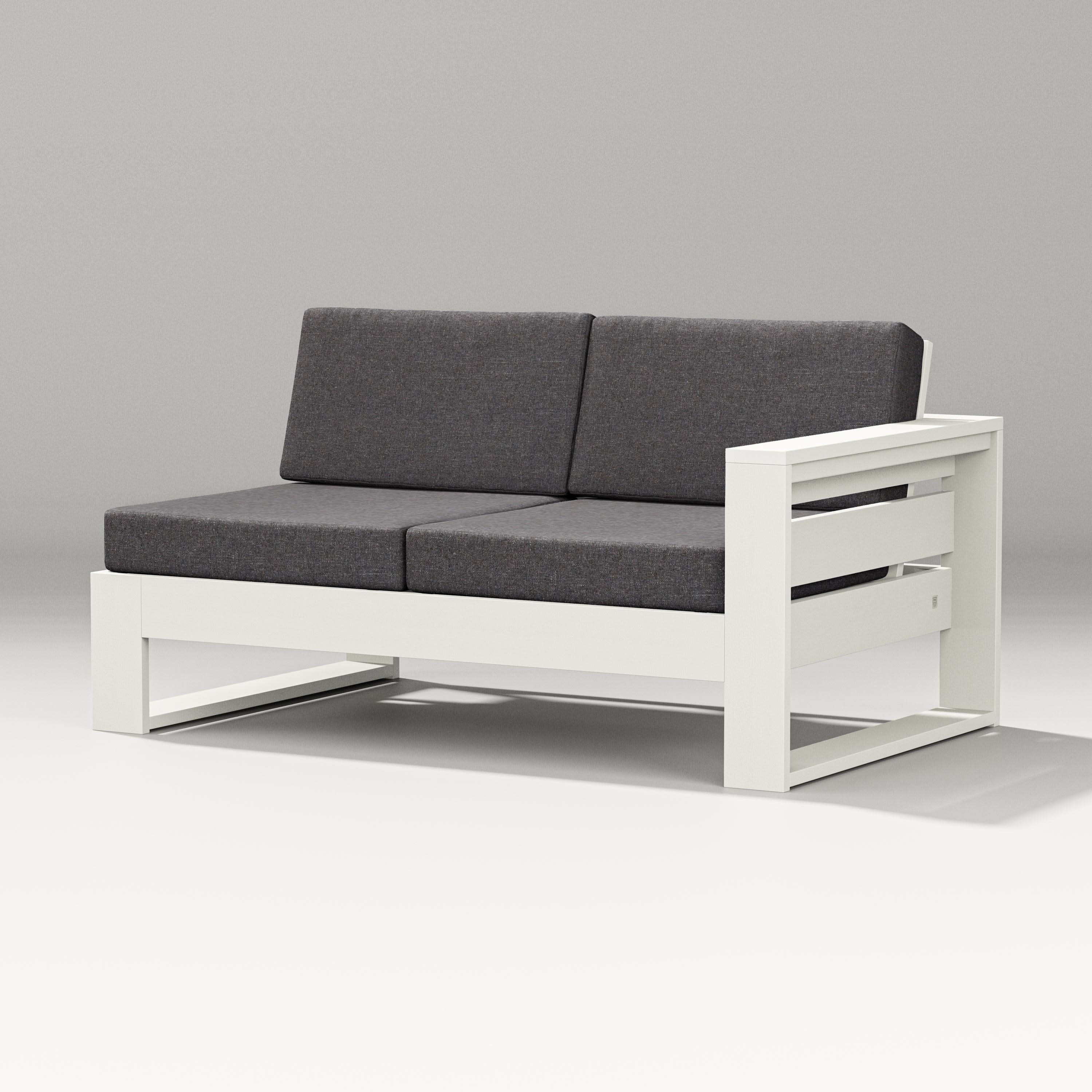 Latitude Modular Right Arm Loveseat in Vintage White / Ash Charcoal