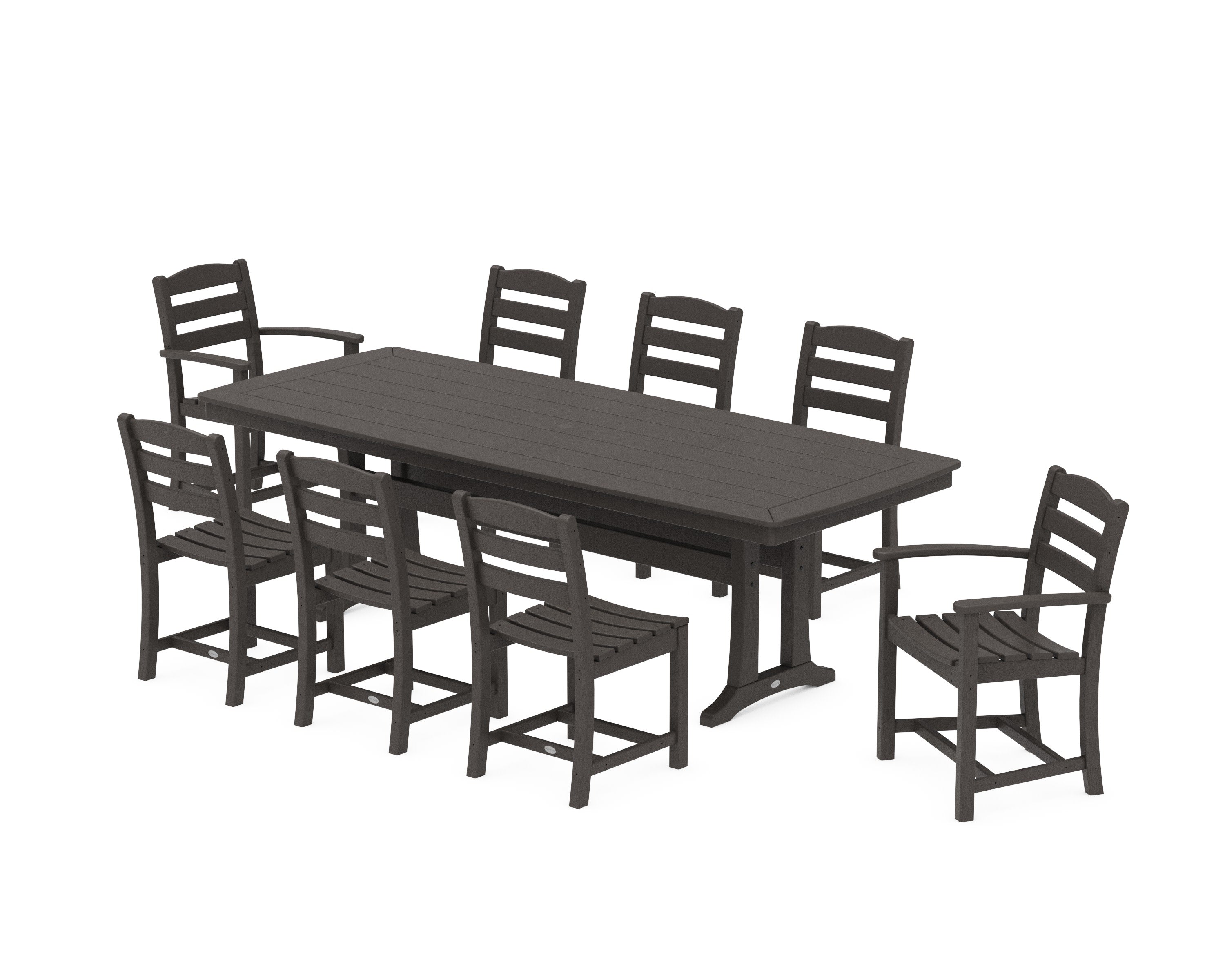 La Casa Caf 9-Piece Dining Set with Trestle Legs in Vintage Coffee