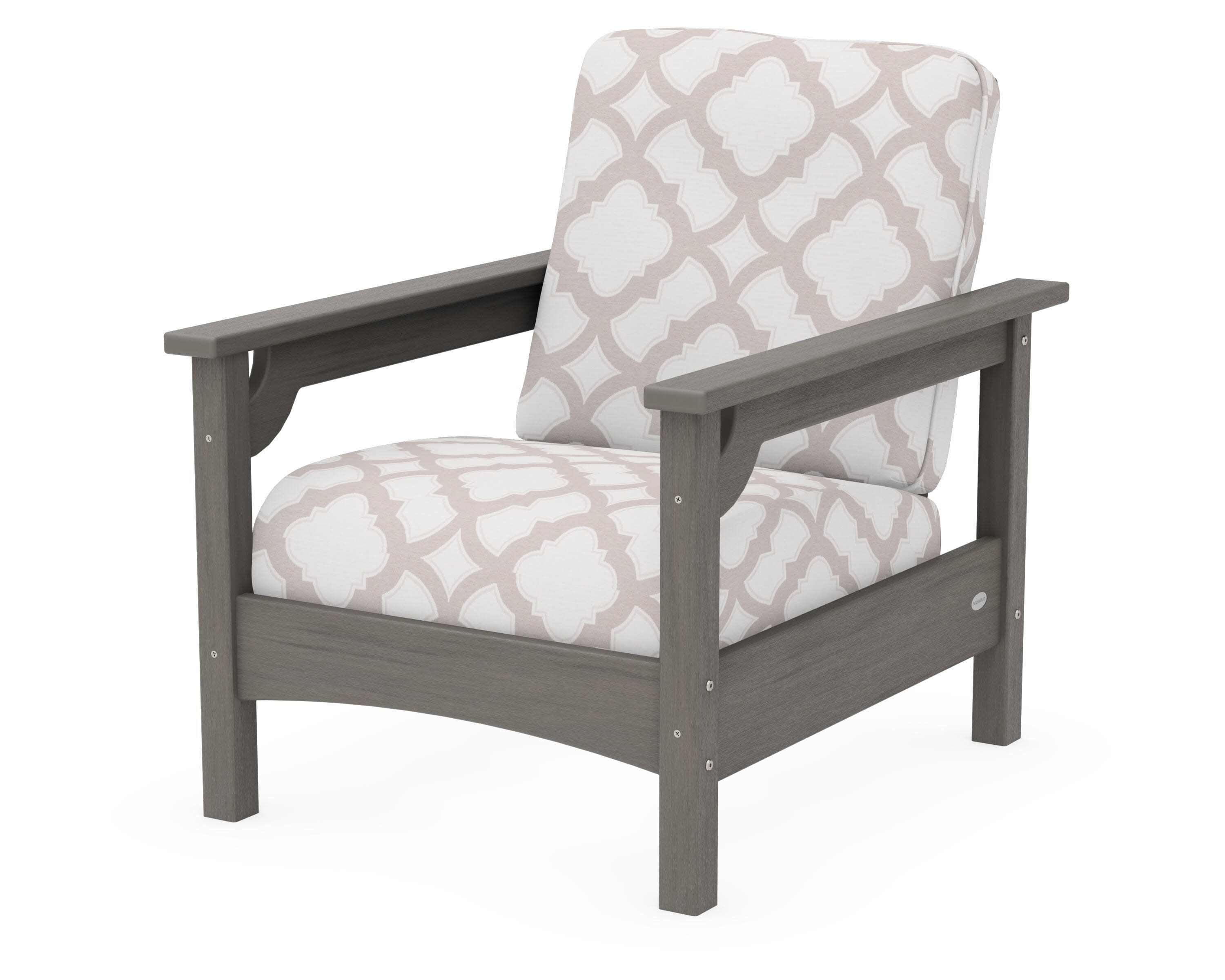 Club Chair in Driftwood / Trellis Dune Burlap