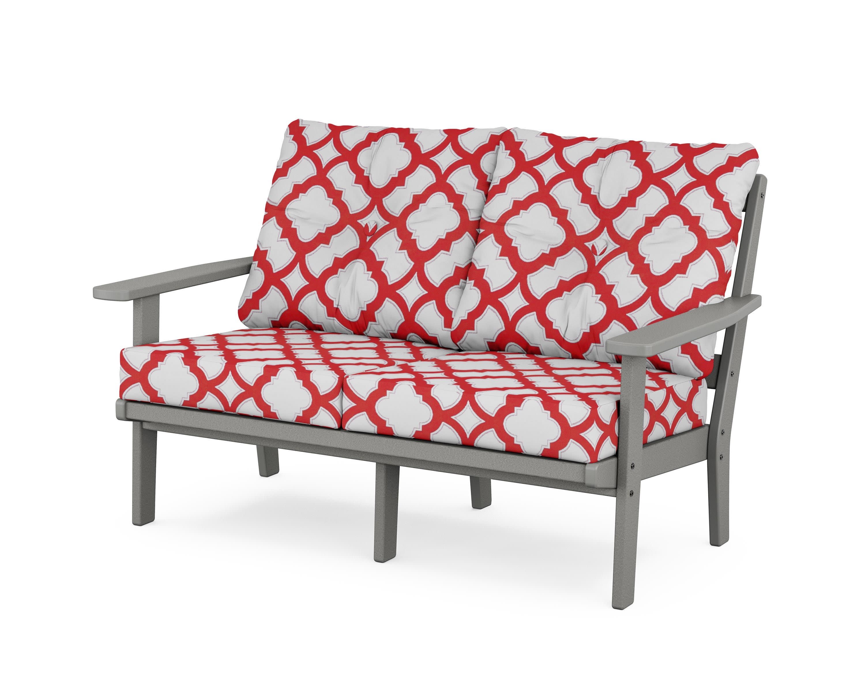Oxford Deep SeatingLoveseat in Slate Grey / Trellis Crimson