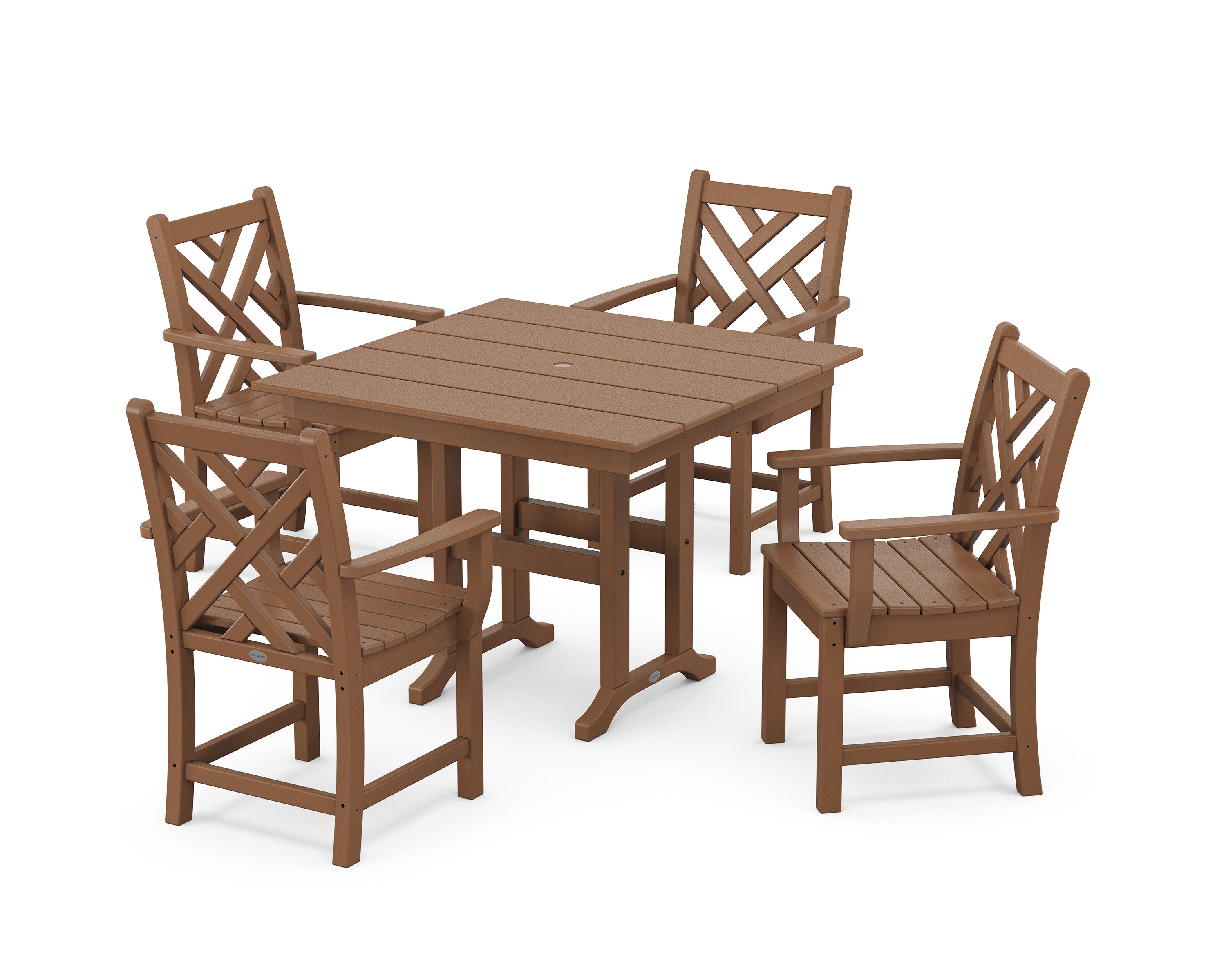 Chippendale 5-Piece Farmhouse Dining Set in Teak