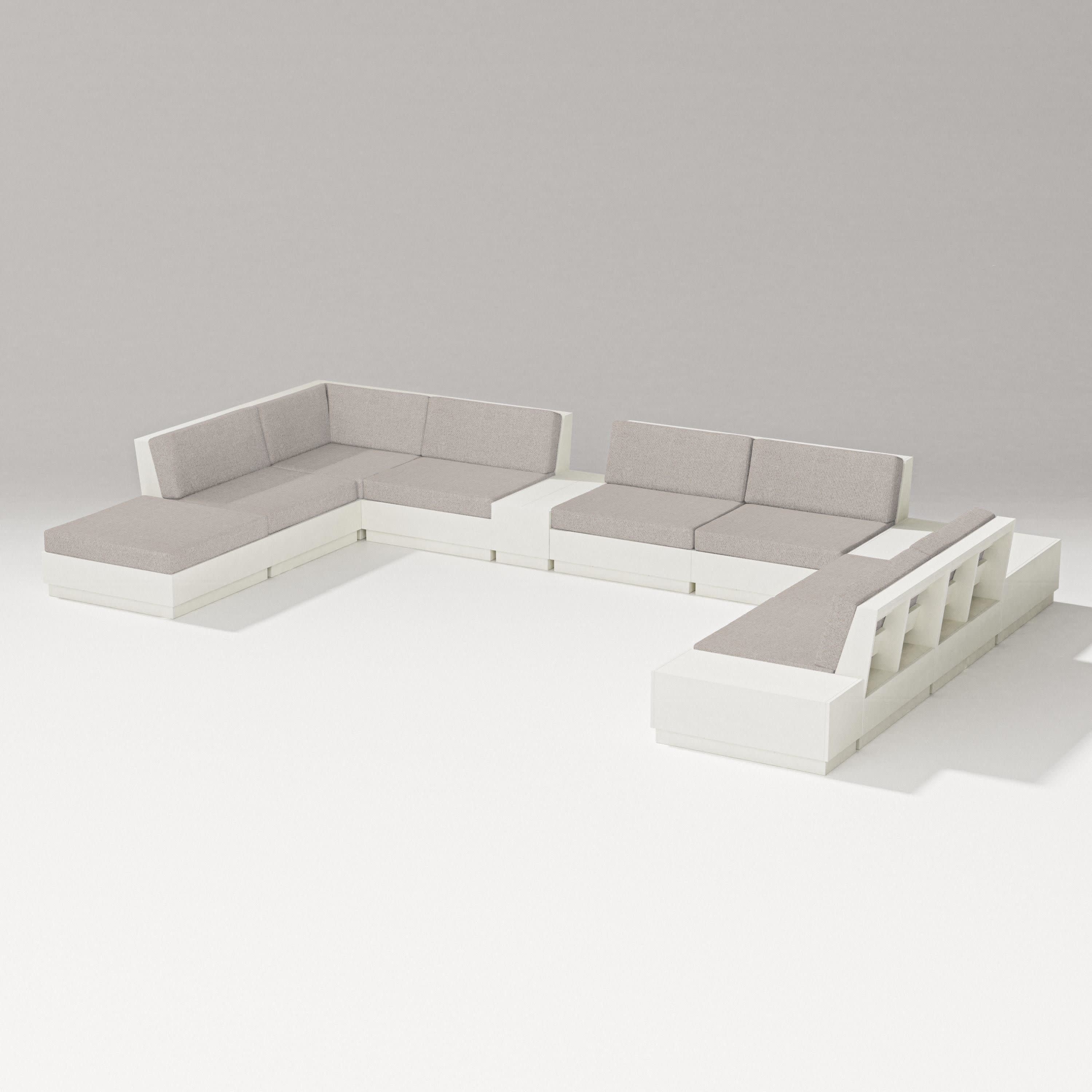 Elevate 11-Piece Conversation Sectional Set in Vintage White / Weathered Tweed