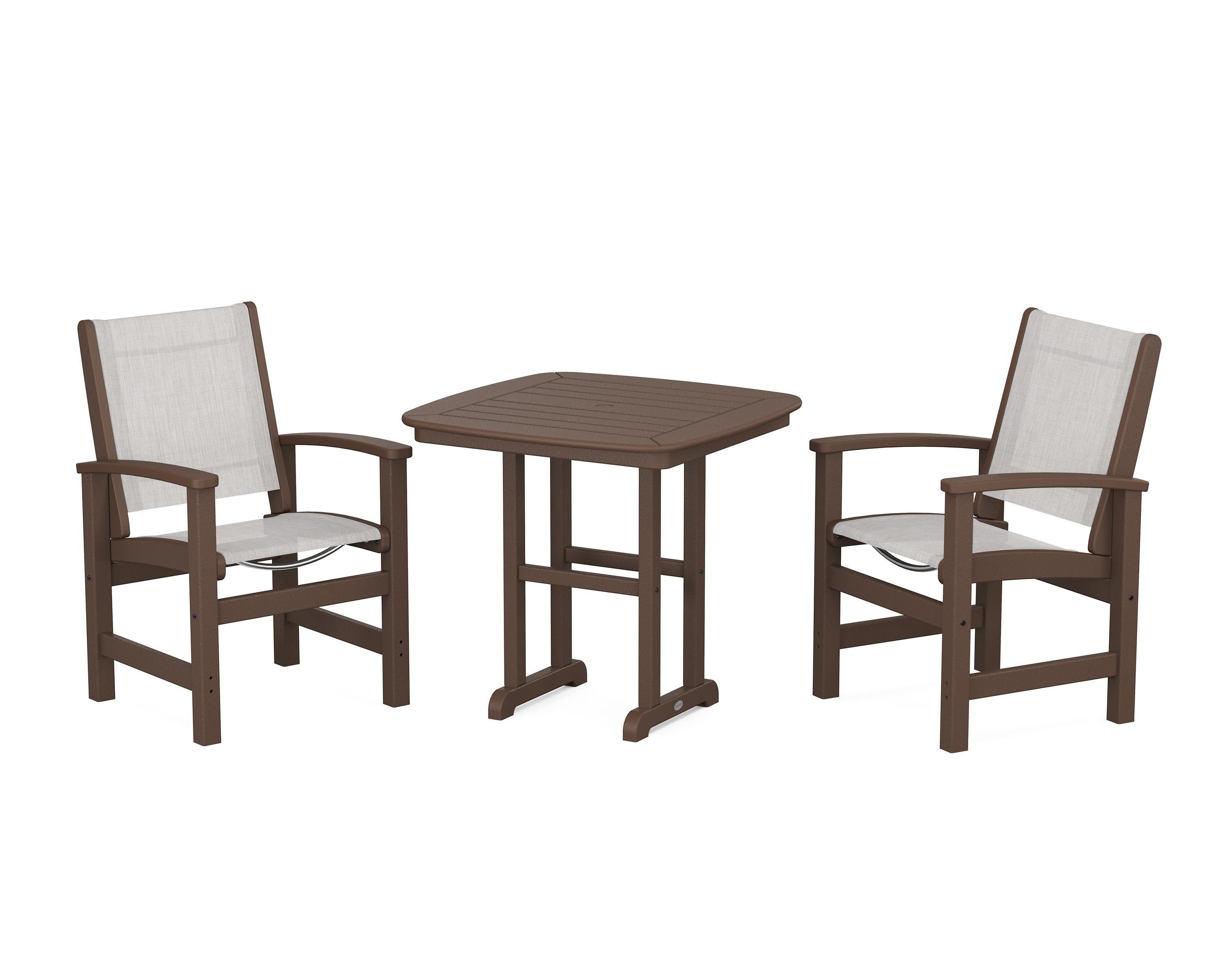 Coastal 3-Piece Dining Set in Mahogany / Parchment Sling