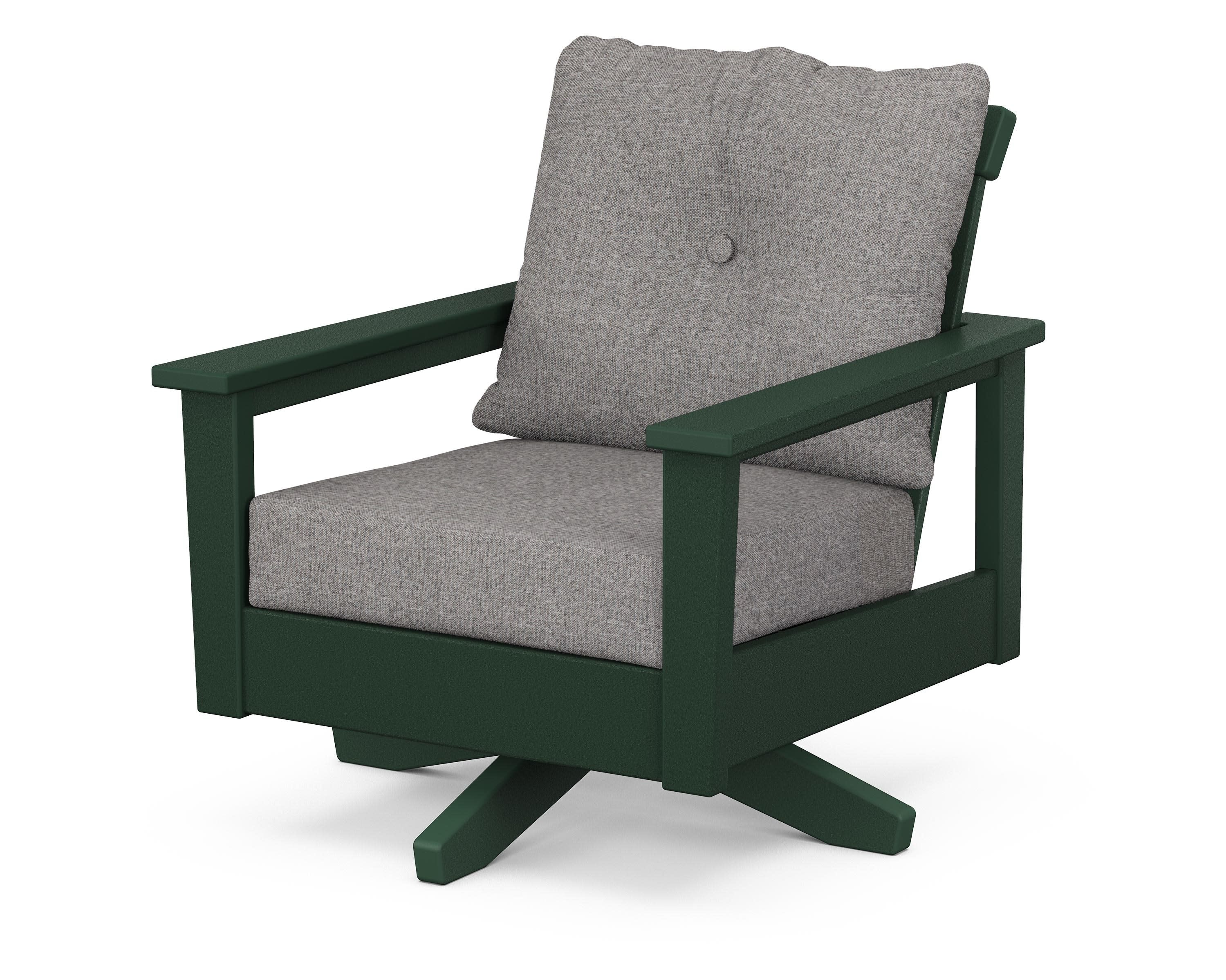 Prescott Deep Seating Swivel Chair in Green / Grey Mist