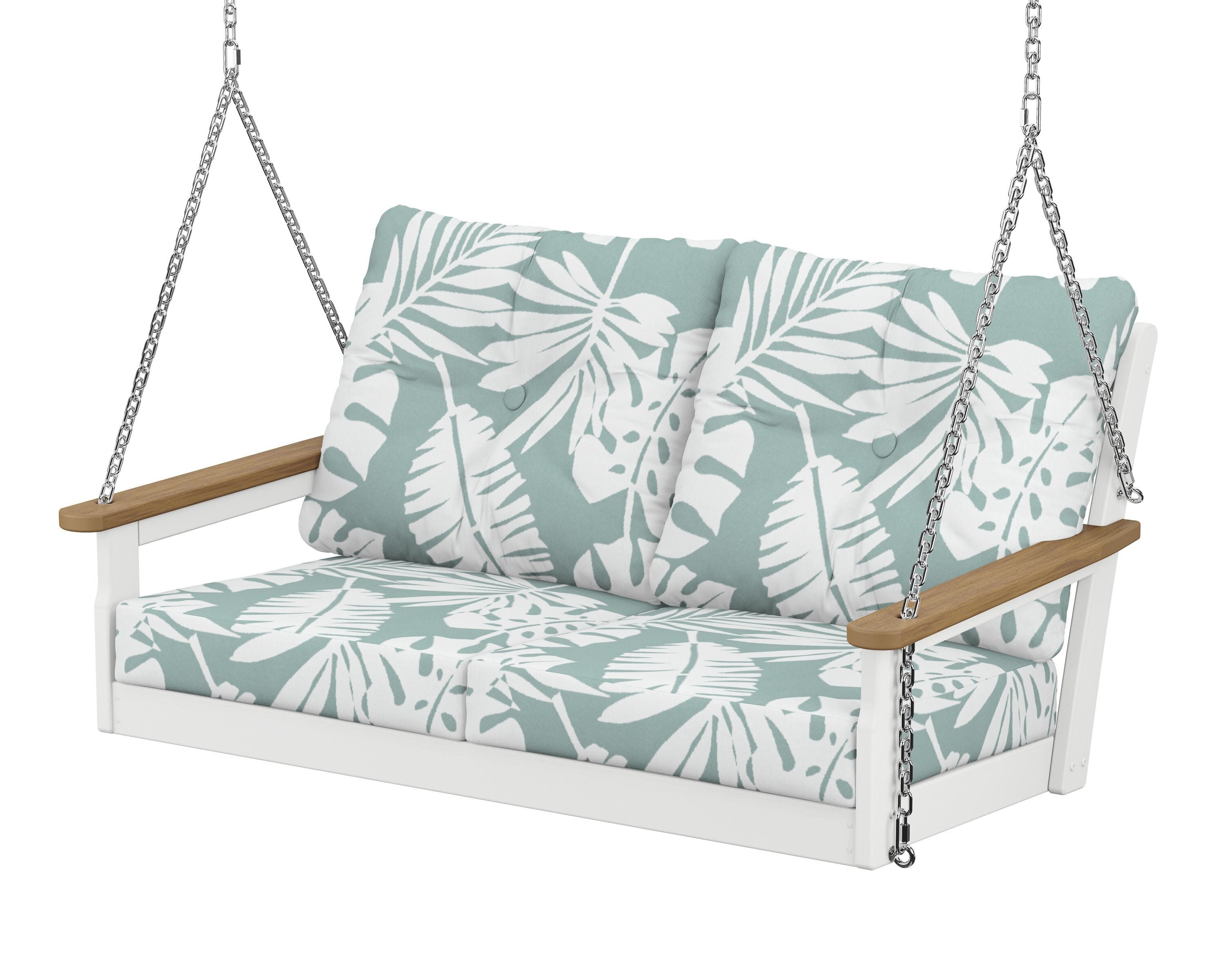 Vineyard Deep Seating Swing in White / Natural / Leaf Glacier Spa