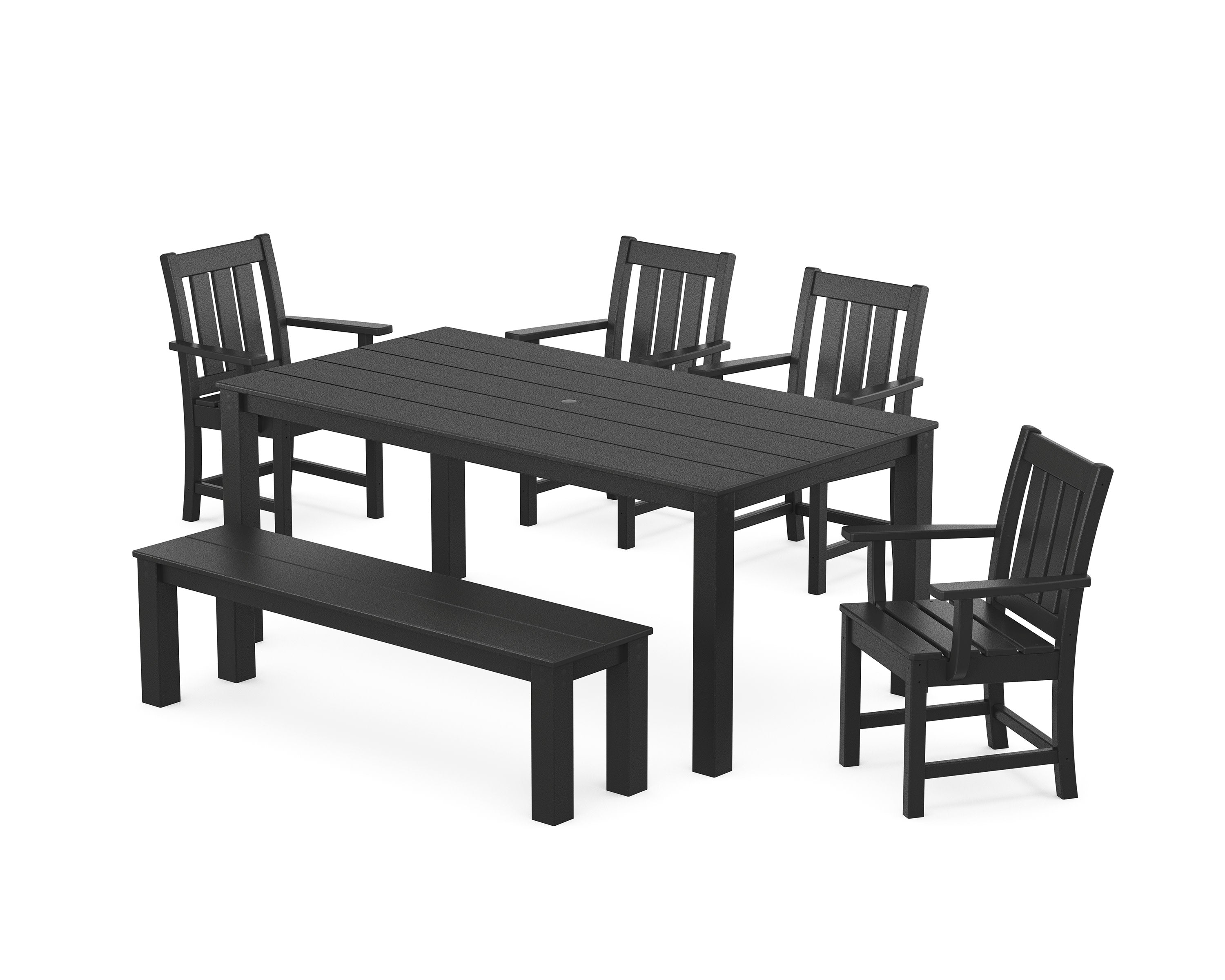 Oxford 6-Piece Parsons Dining Set with Bench in Black