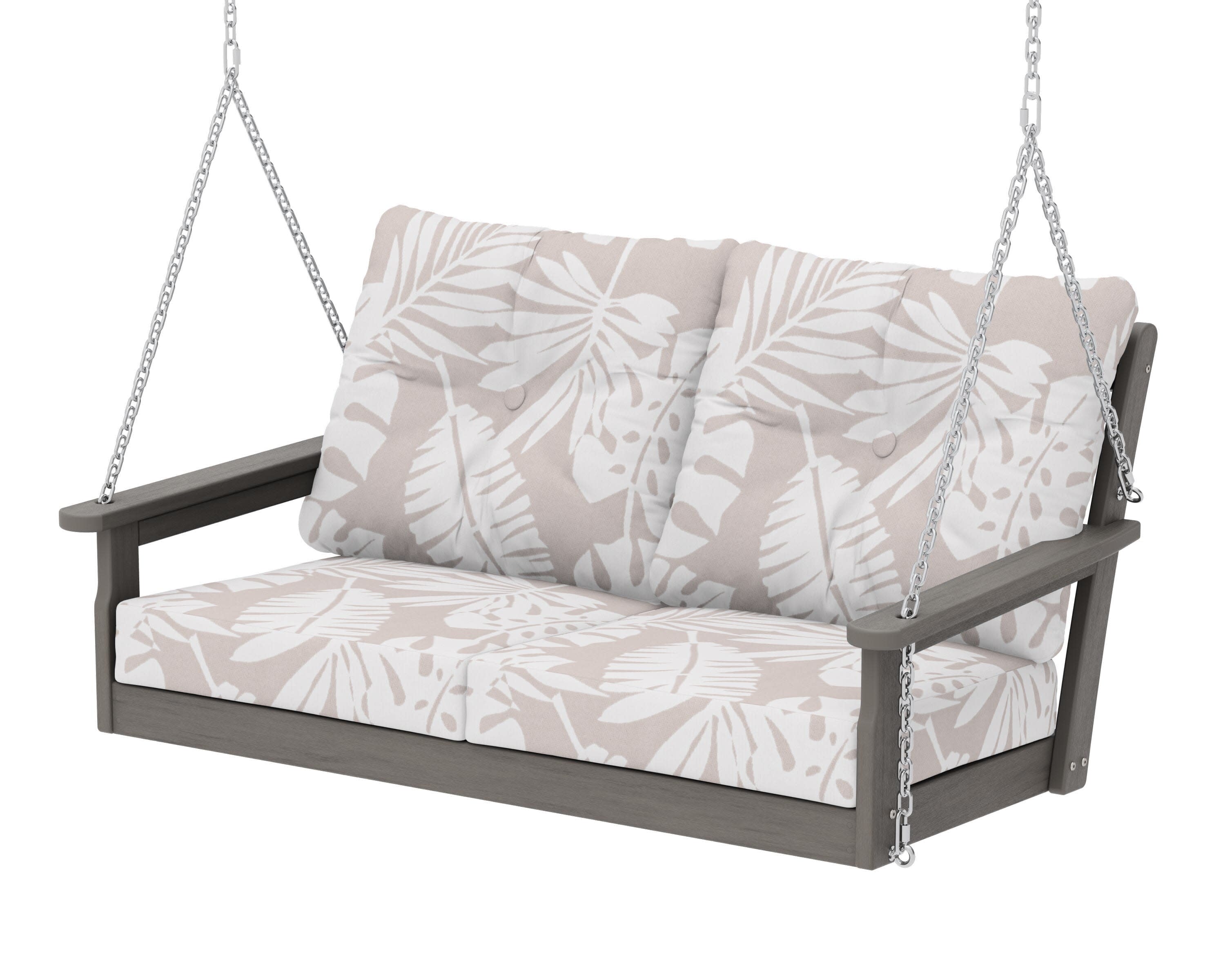 Vineyard Deep Seating Swing in Driftwood / Leaf Dune Burlap