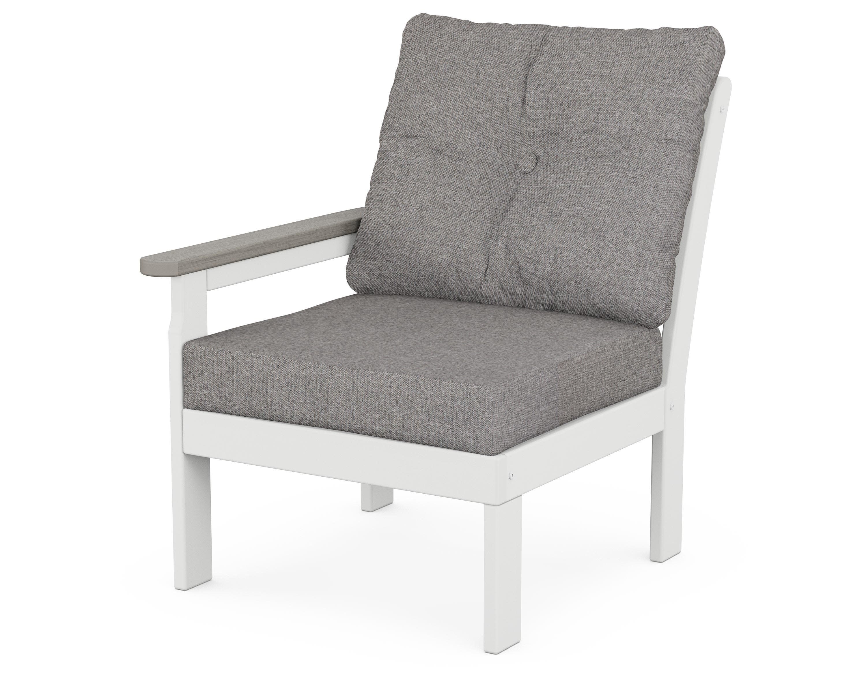 Vineyard Modular Left Arm Chair in White / Driftwood / Grey Mist
