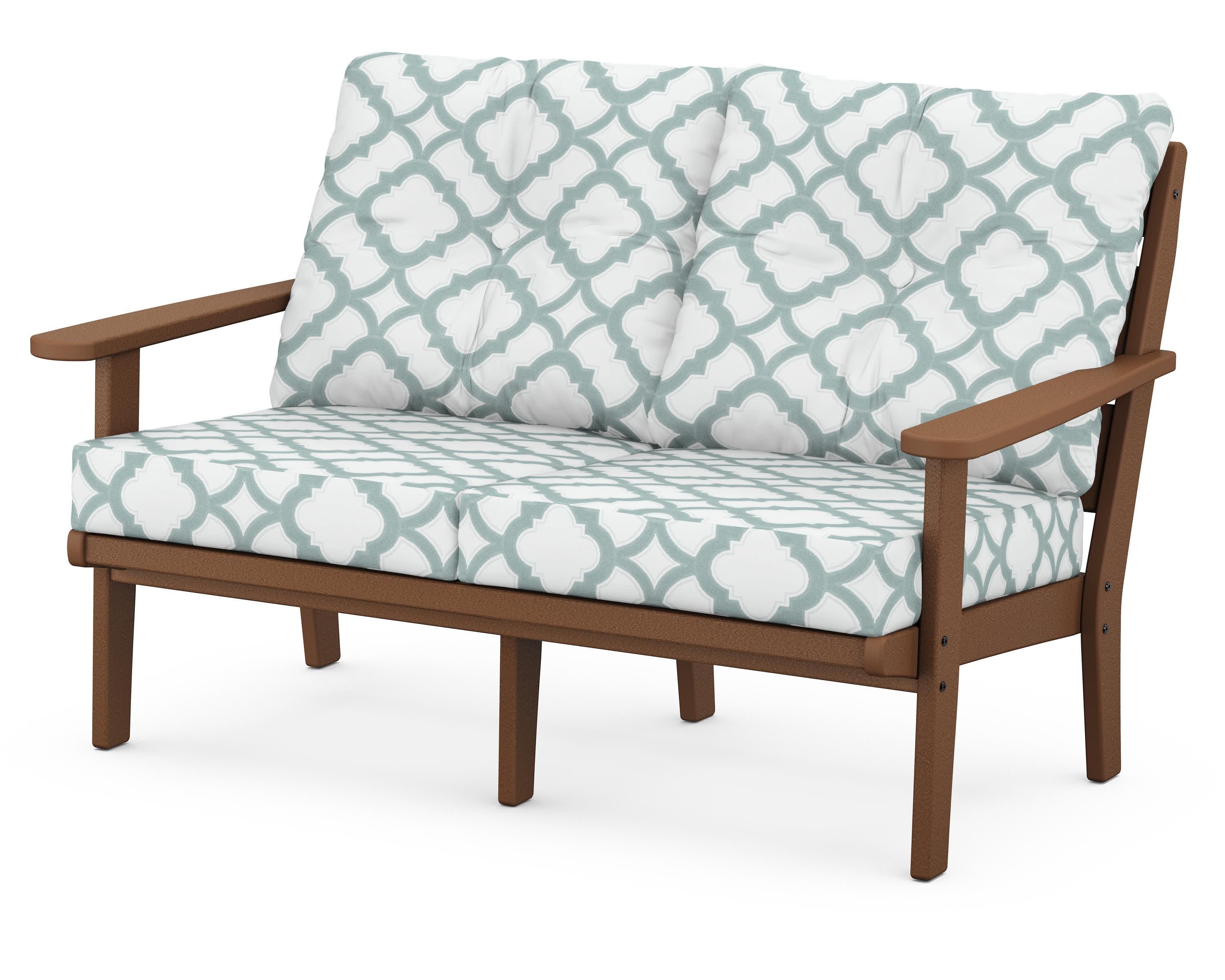 Lakeside Deep Seating Loveseat in Teak / Trellis Glacier Spa