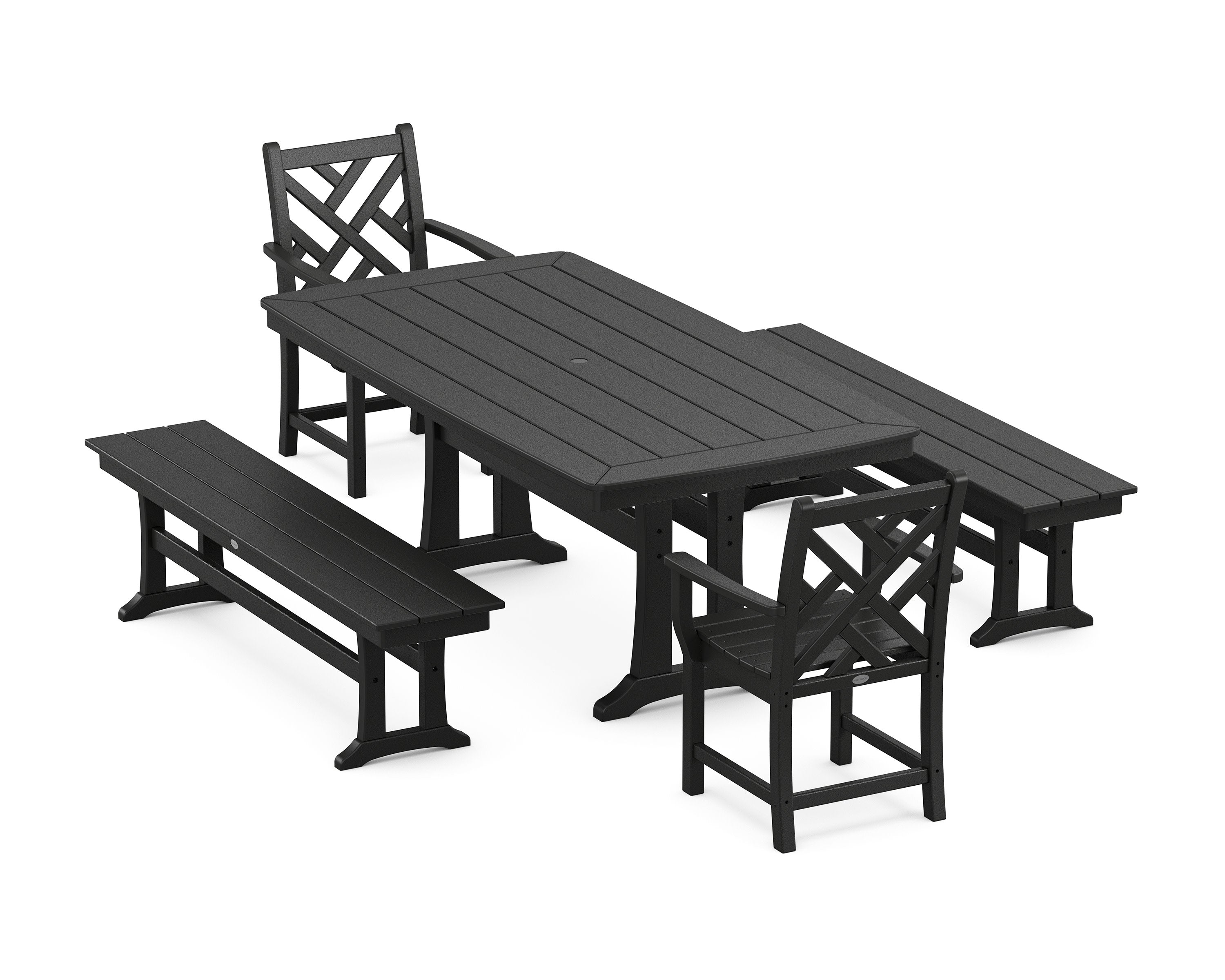 Chippendale 5-Piece Dining Set with Trestle Legs in Black