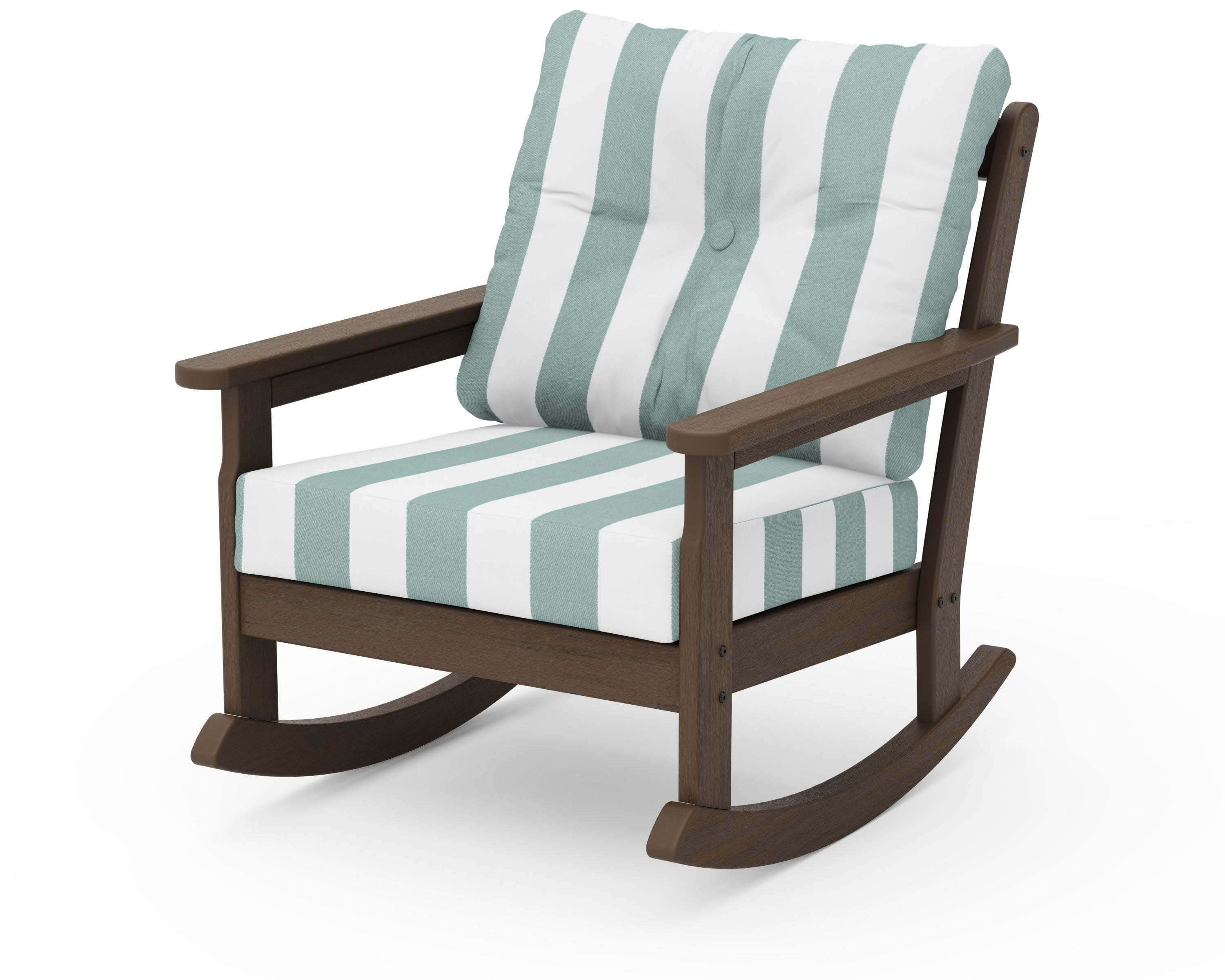 Vineyard Deep Seating Rocking Chair in Kona / Cabana Stripe Glacier Spa