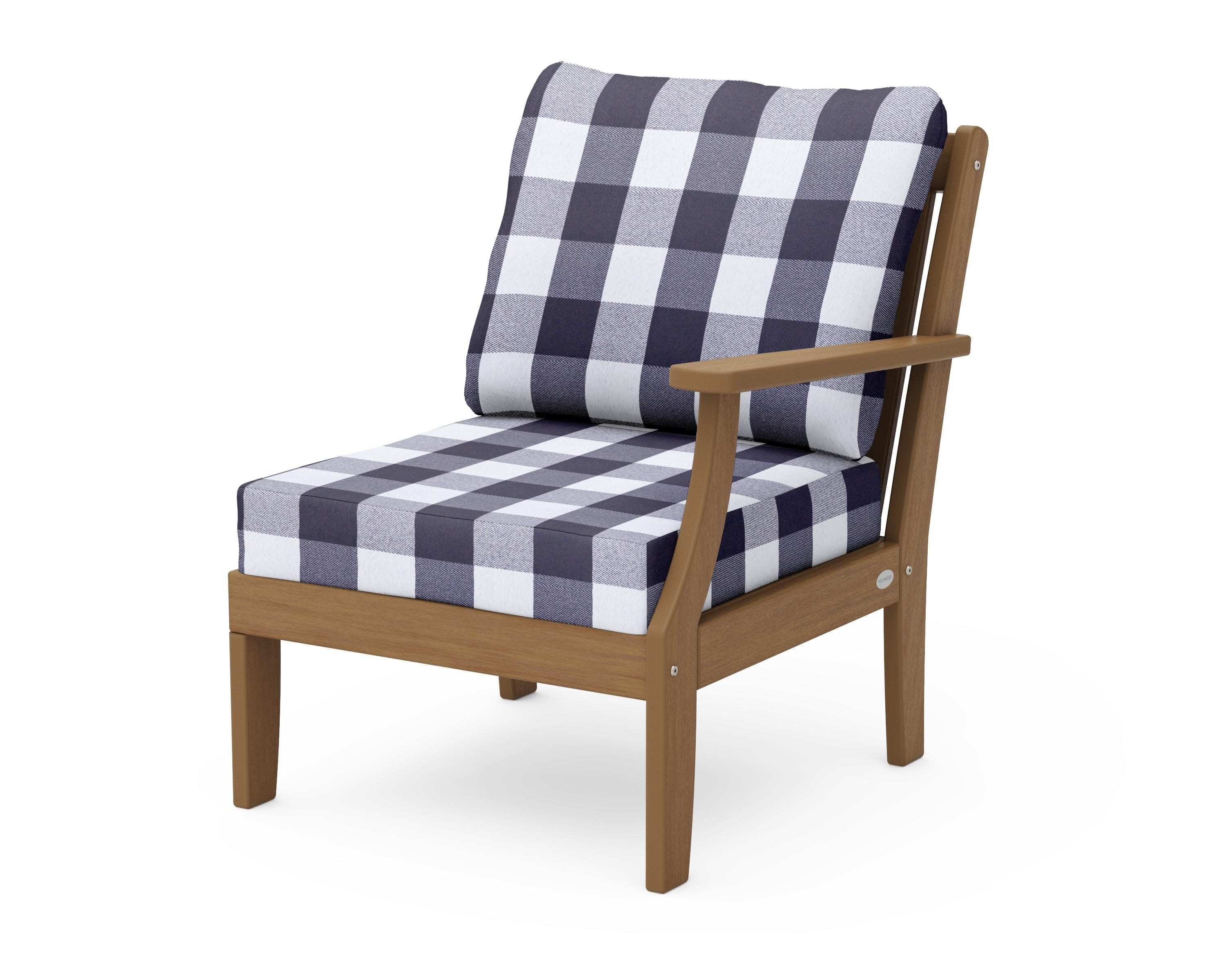 Braxton Modular Right Arm Chair in Natural / Buffalo Plaid Navy