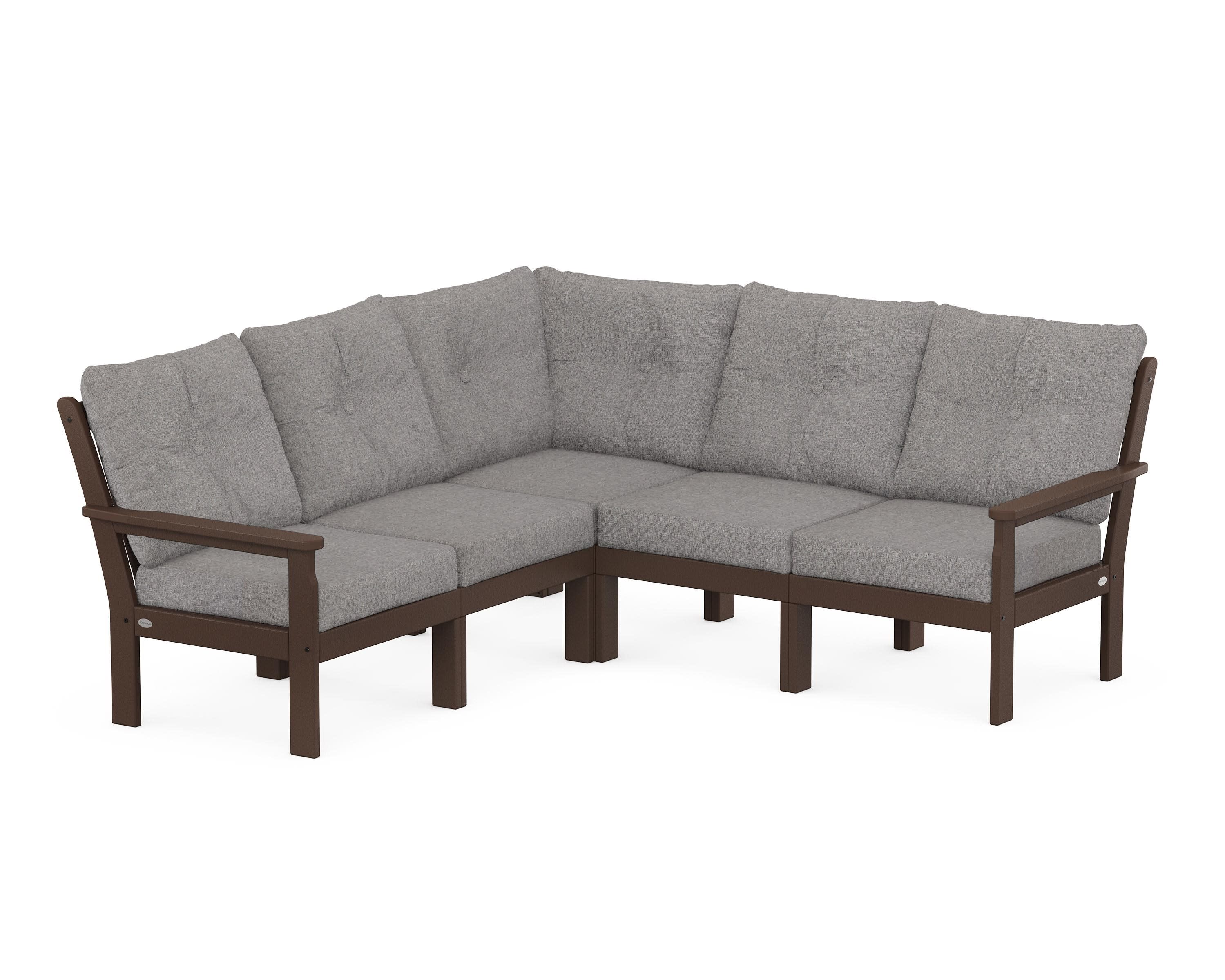 Vineyard 5-Piece Sectional in Mahogany / Grey Mist
