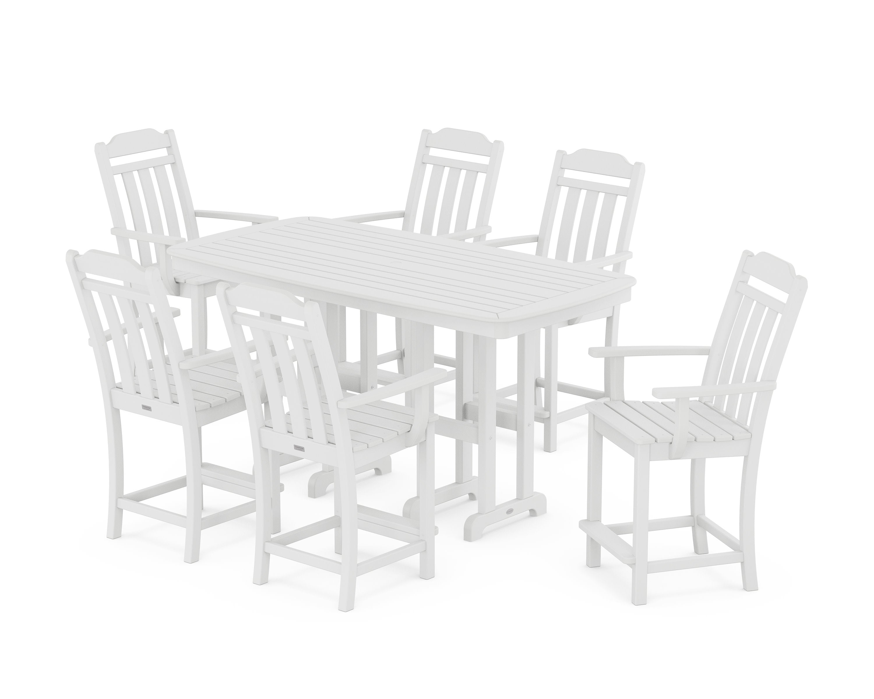 Cottage Arm Chair 7-Piece Counter Set in White