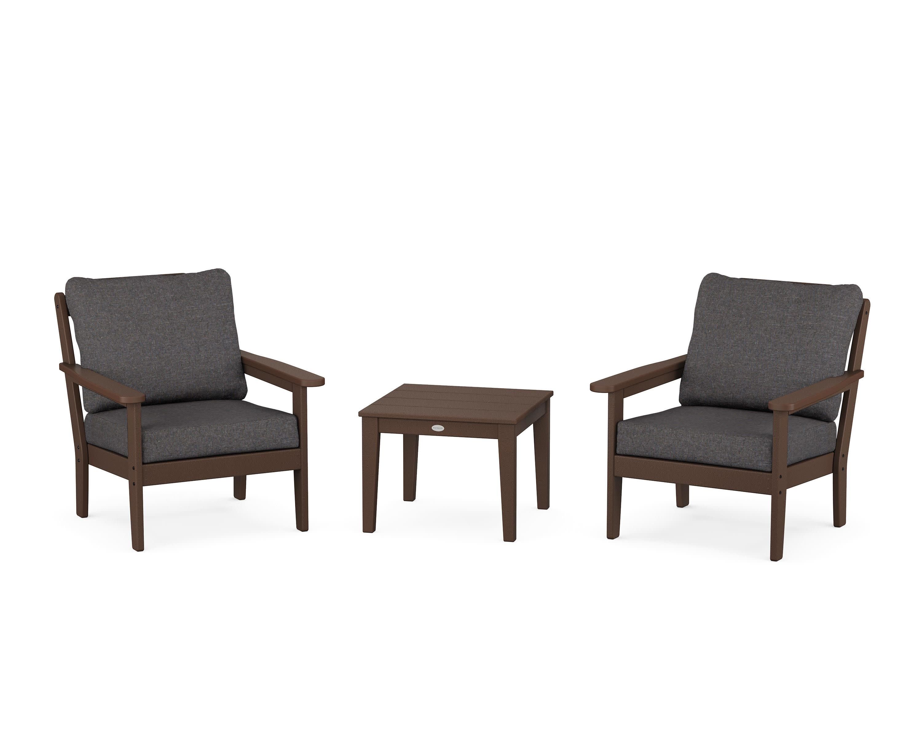 Cottage 3-Piece Deep Seating Set in Mahogany / Ash Charcoal