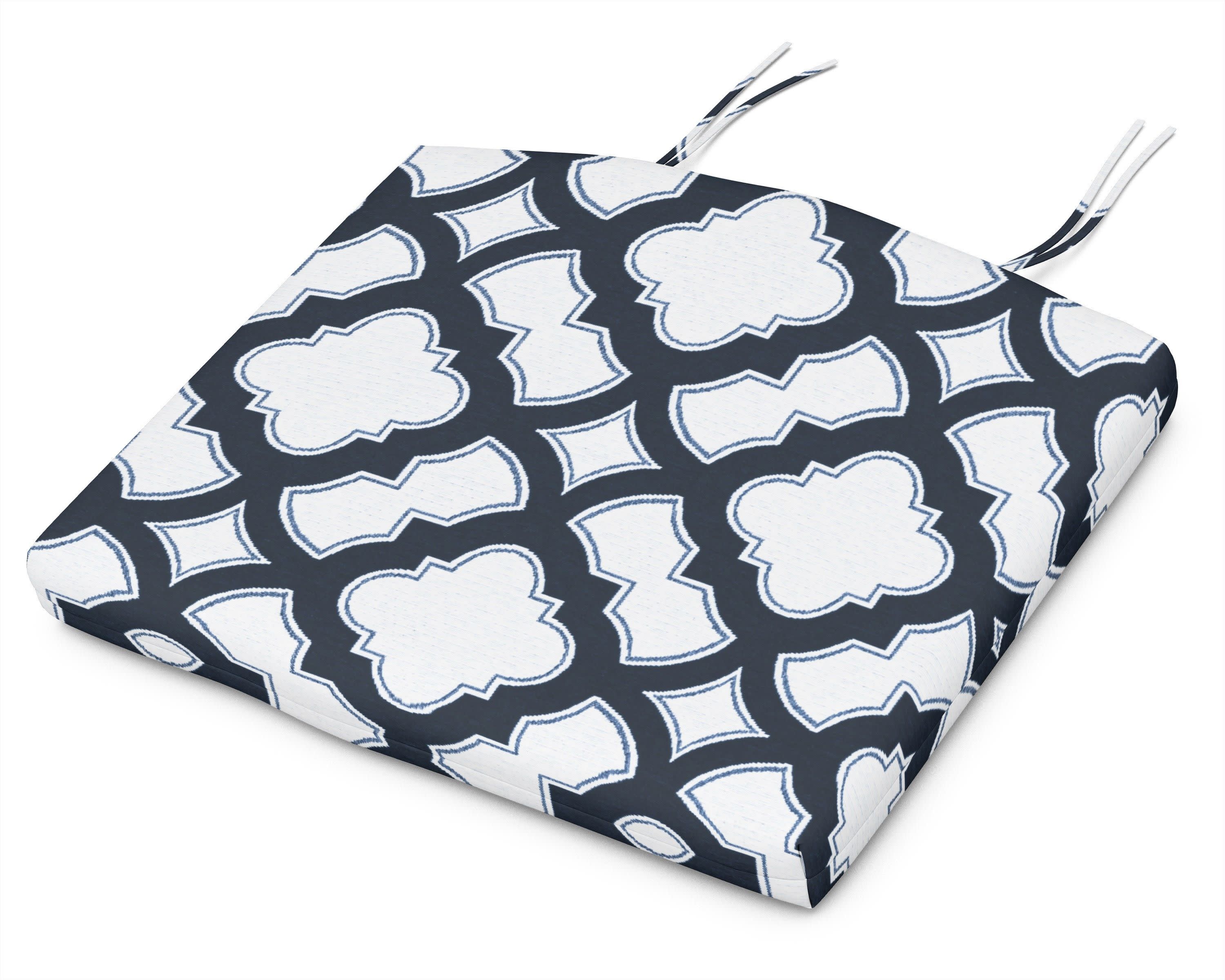 Standard Seat Cushion 17"D x 20.5"W x 2.5"H in Trellis Marine Indigo