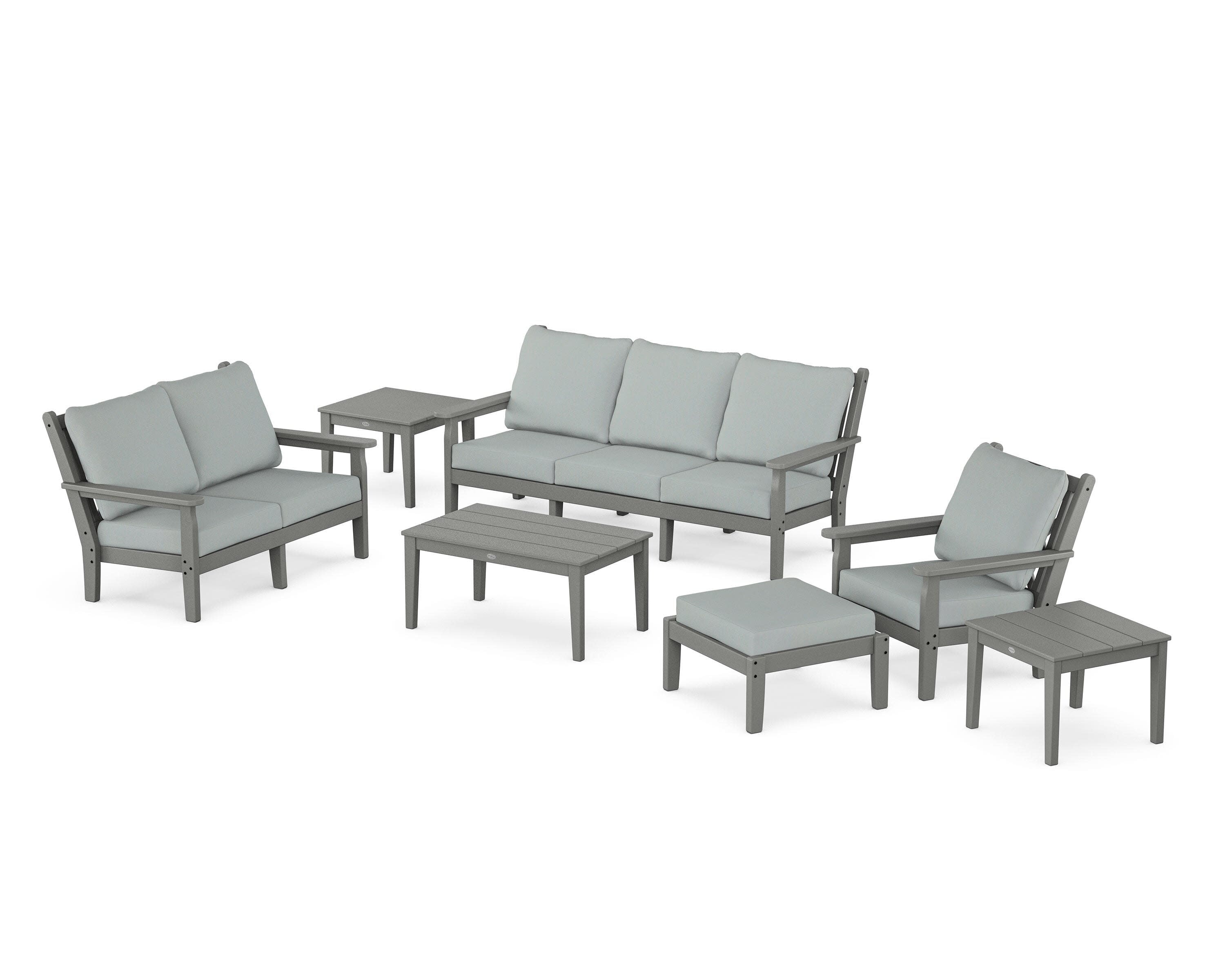 Chippendale 7-Piece Deep Seating Set in Slate Grey / Spa