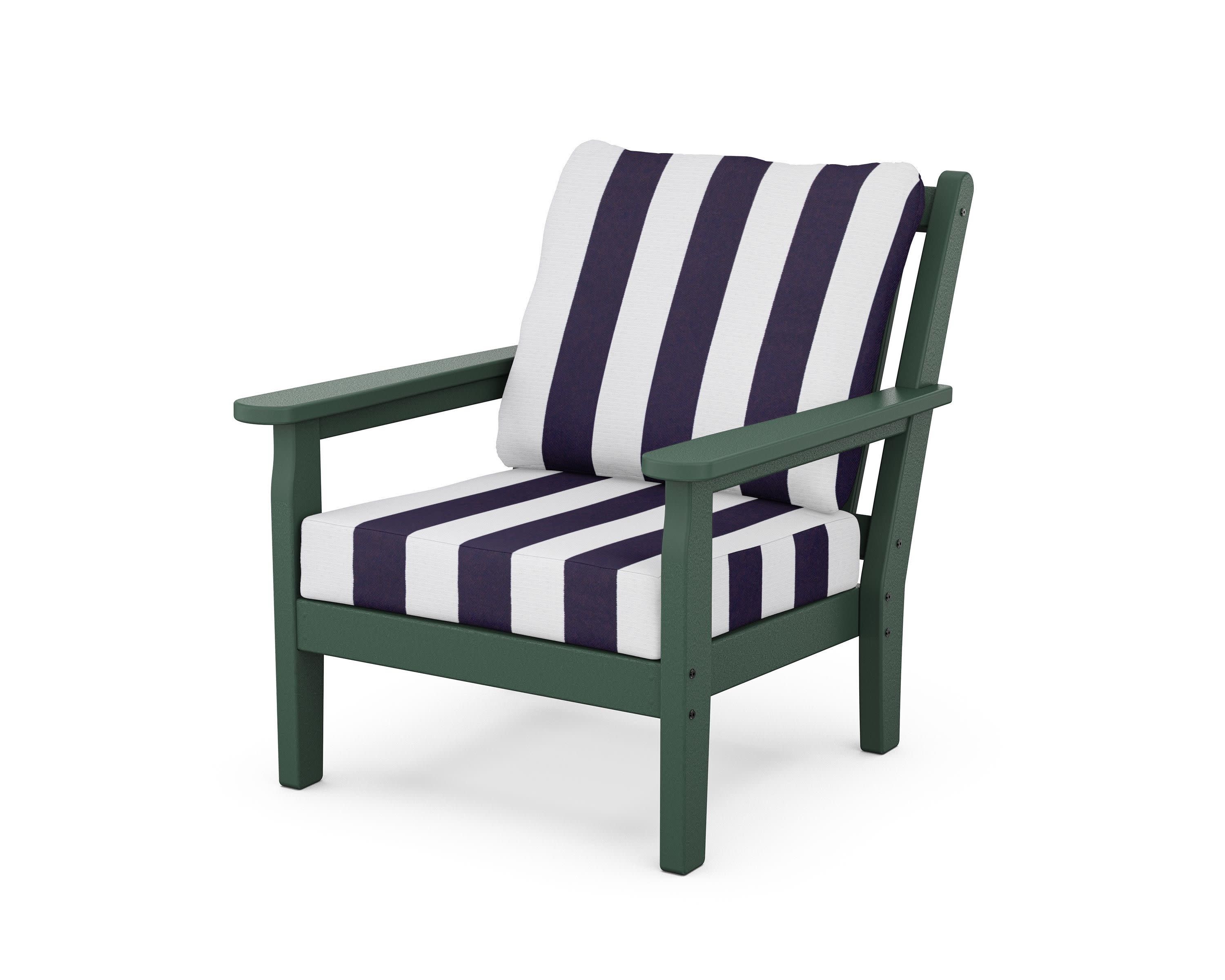 Chippendale Deep Seating Chair in Green / Cabana Stripe Navy