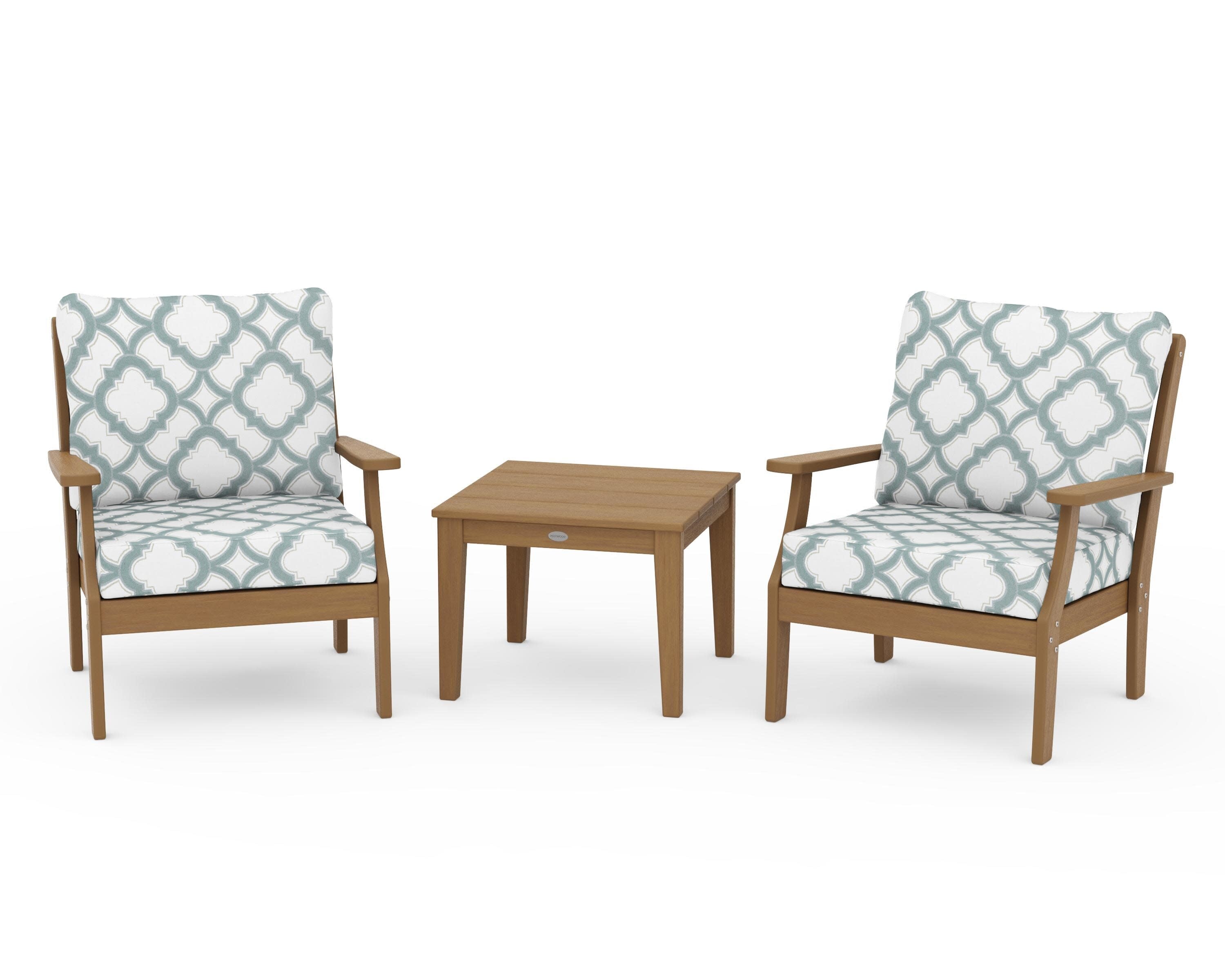 Braxton 3-Piece Deep Seating Set in Natural / Trellis Glacier Spa