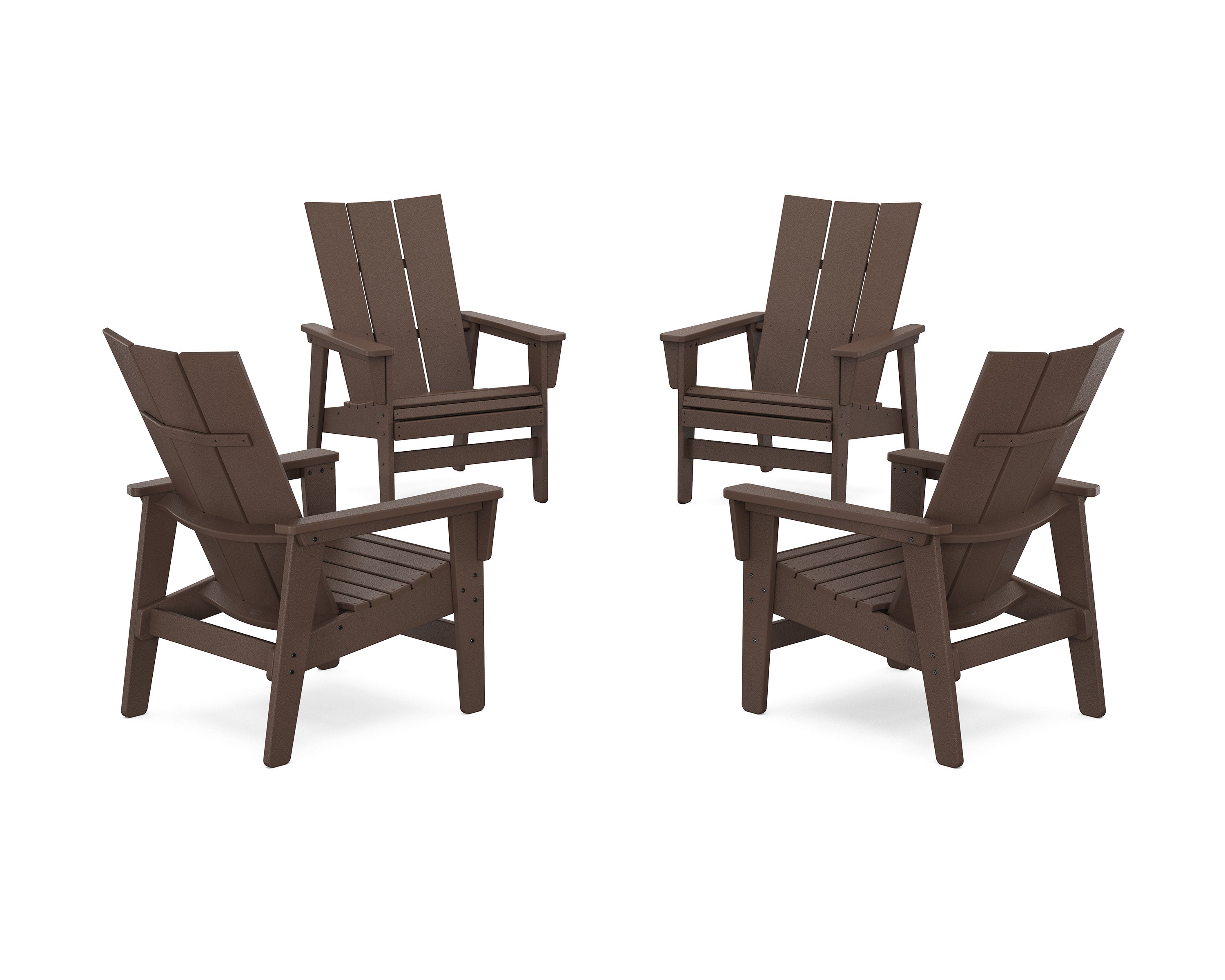 4-Piece Modern Grand Upright Adirondack Chair Conversation Set in Mahogany