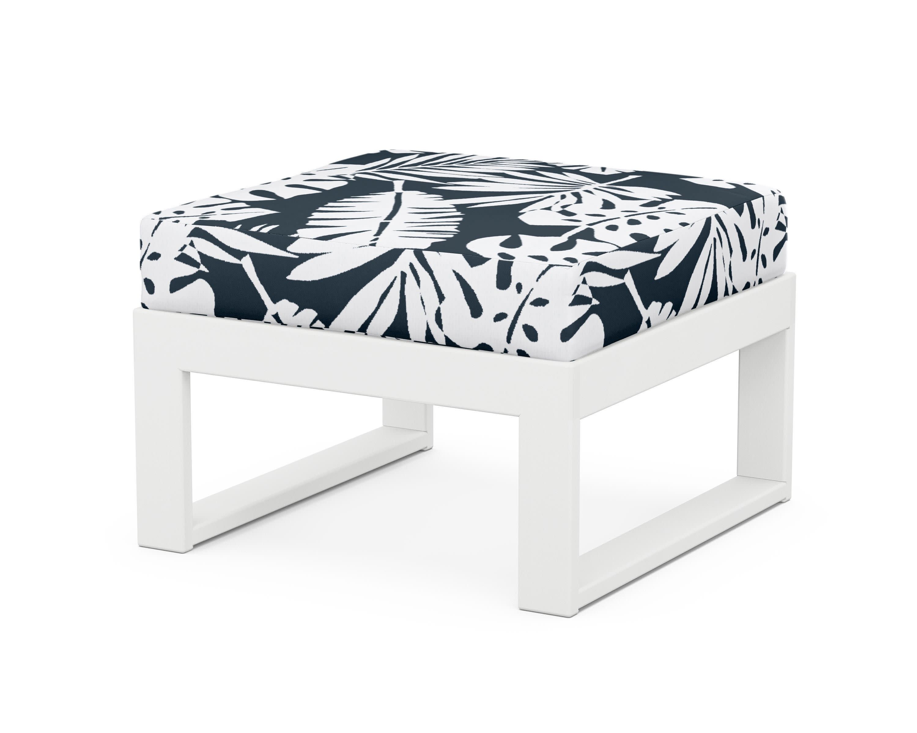 Modular Ottoman - Modern in White / Leaf Marine Indigo