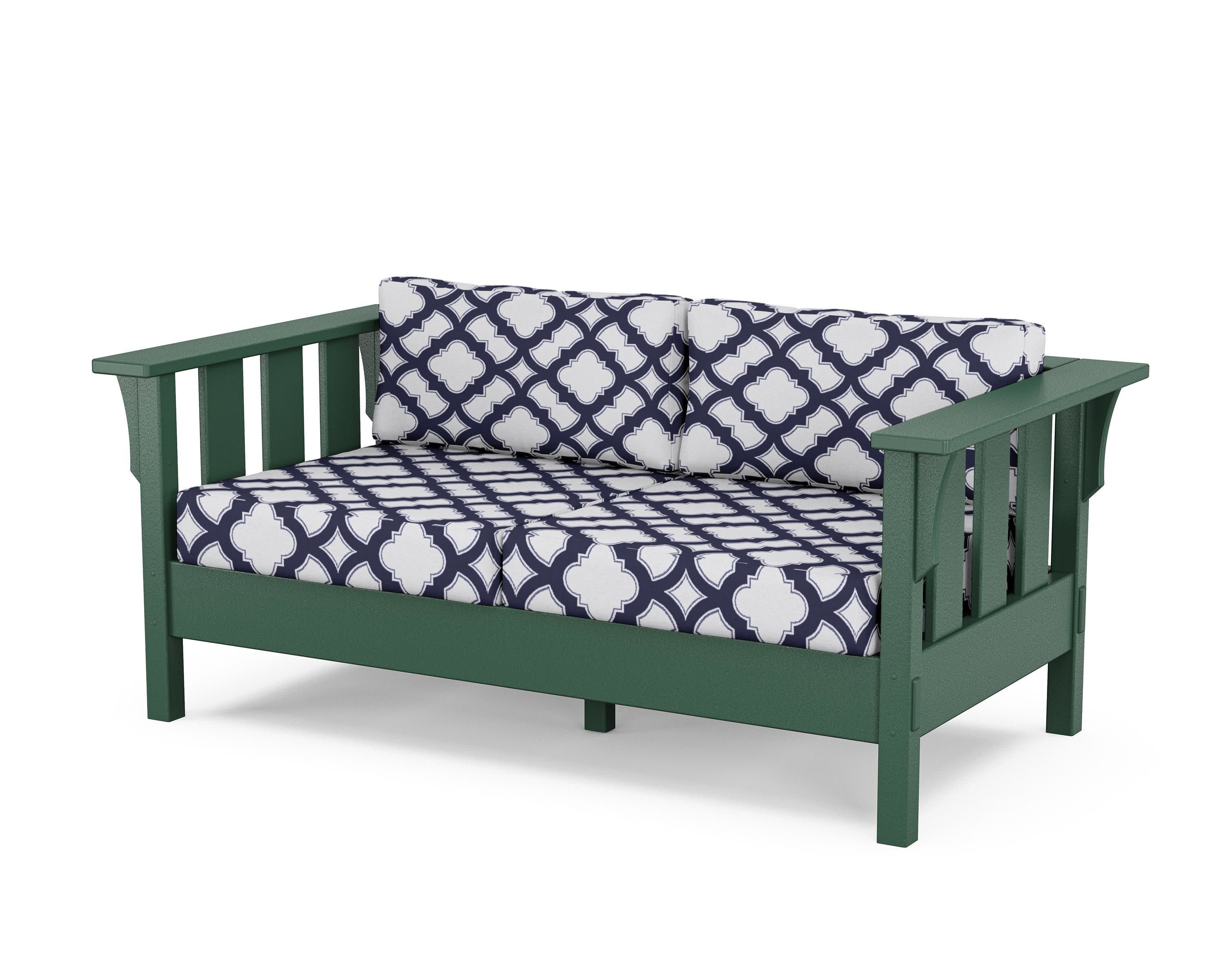 Acadia Deep Seating Loveseat in Green / Trellis Navy