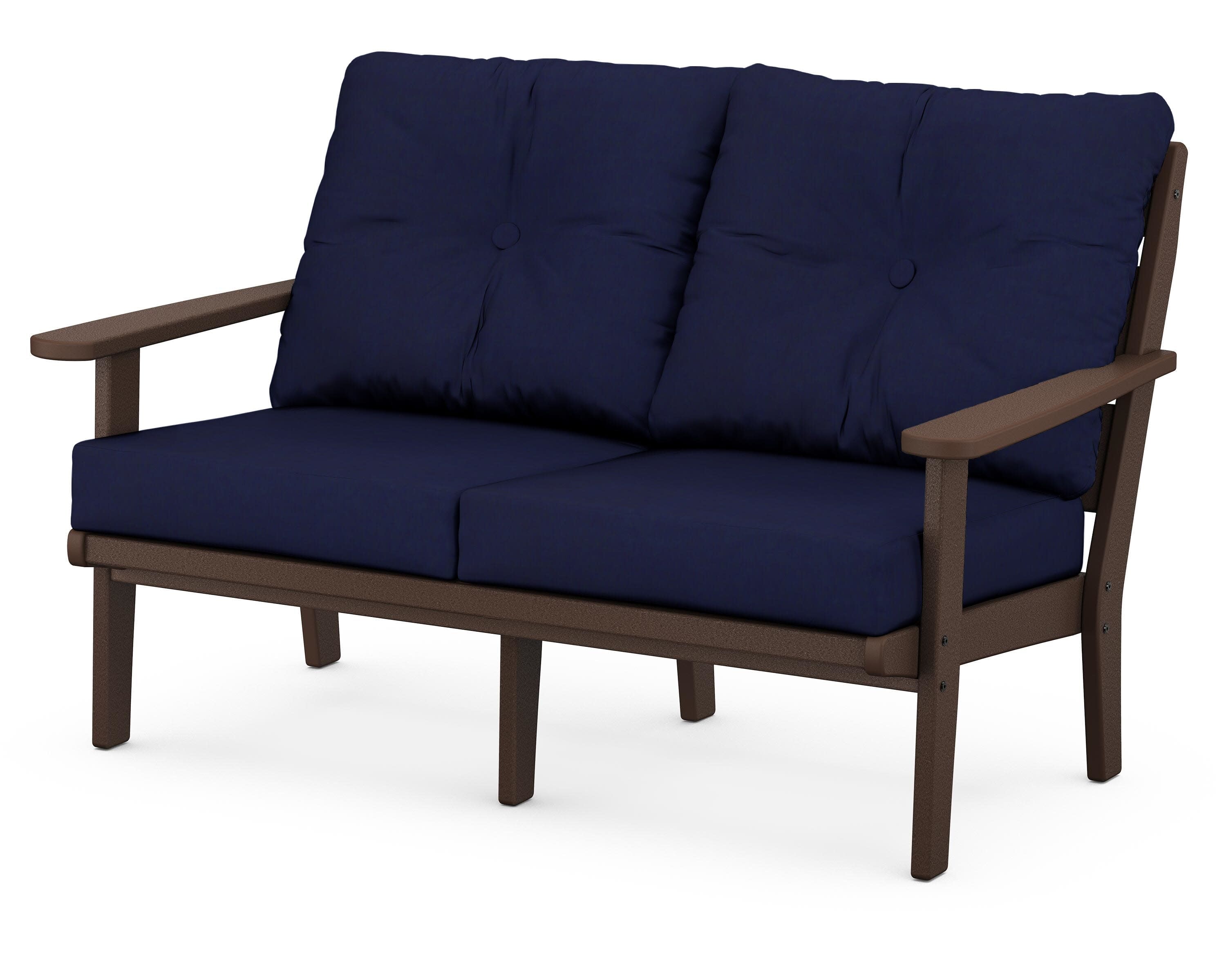 Lakeside Deep Seating Loveseat in Mahogany / Navy