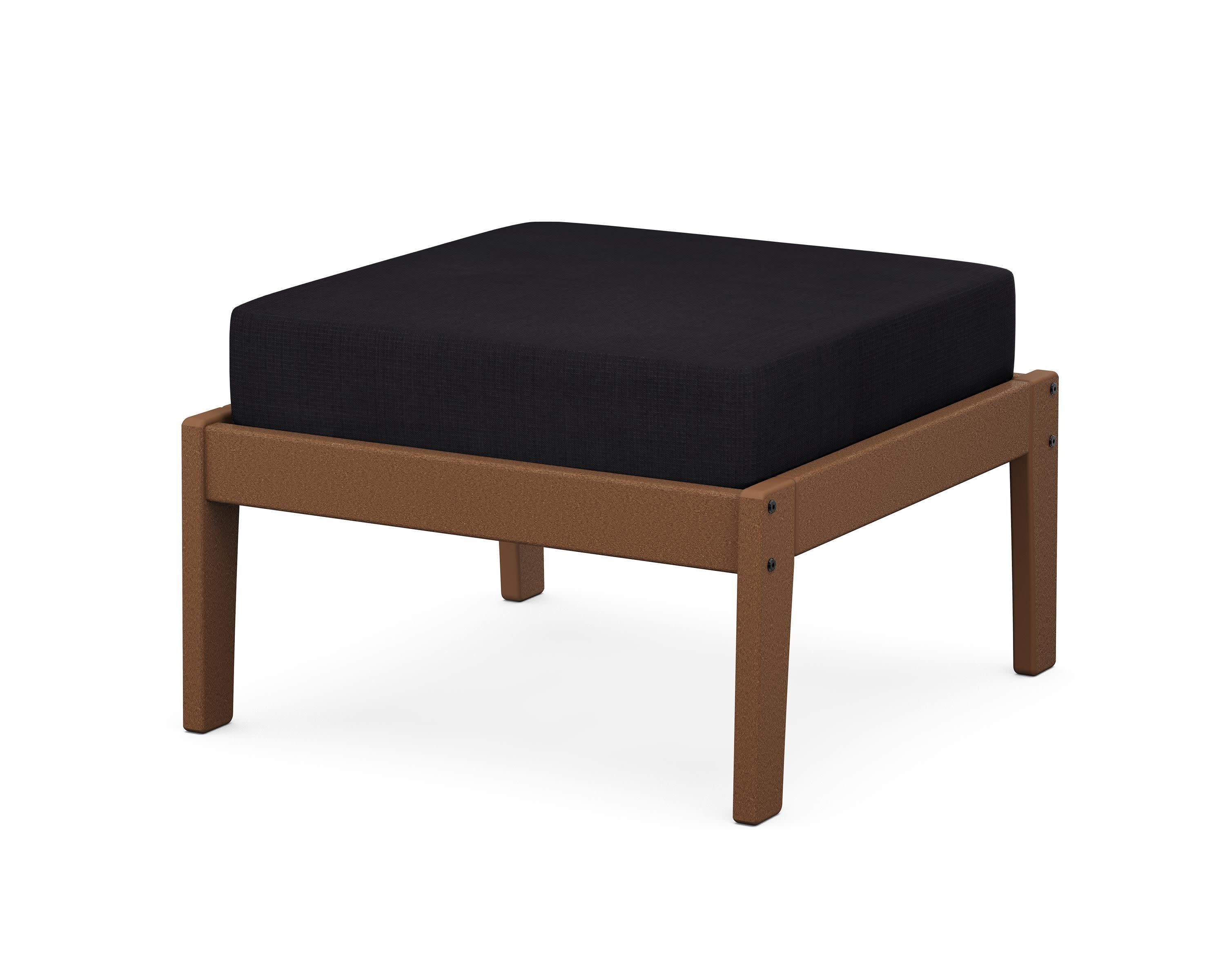 Deep Seating Ottoman in Teak / Midnight Linen