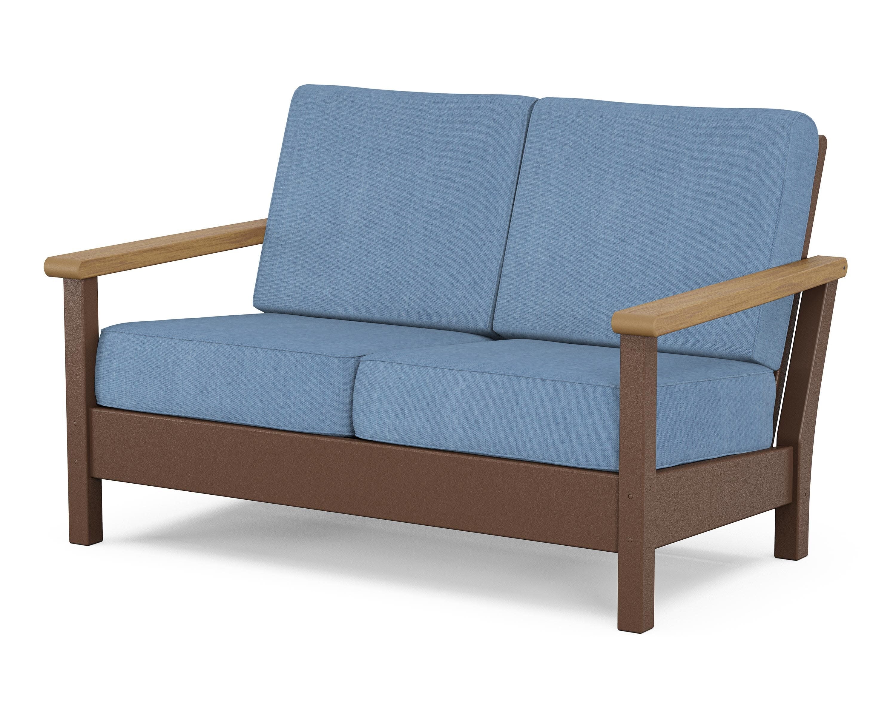 Harbour Deep Seating Loveseat in Mahogany / Natural / Sky Blue