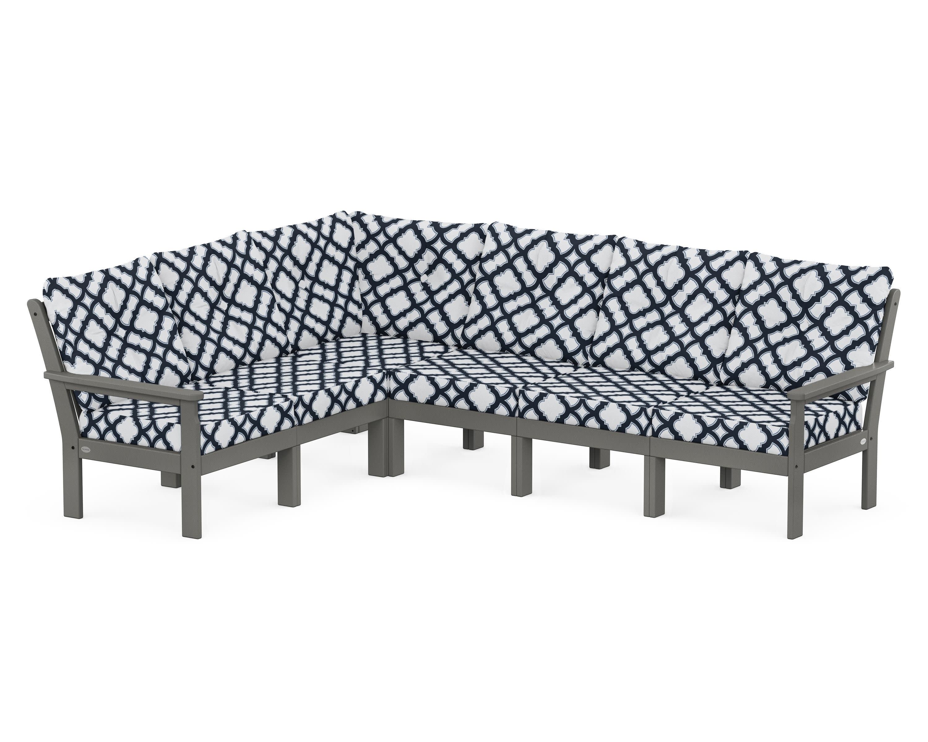 Vineyard 6-Piece Sectional in Slate Grey / Trellis Marine Indigo