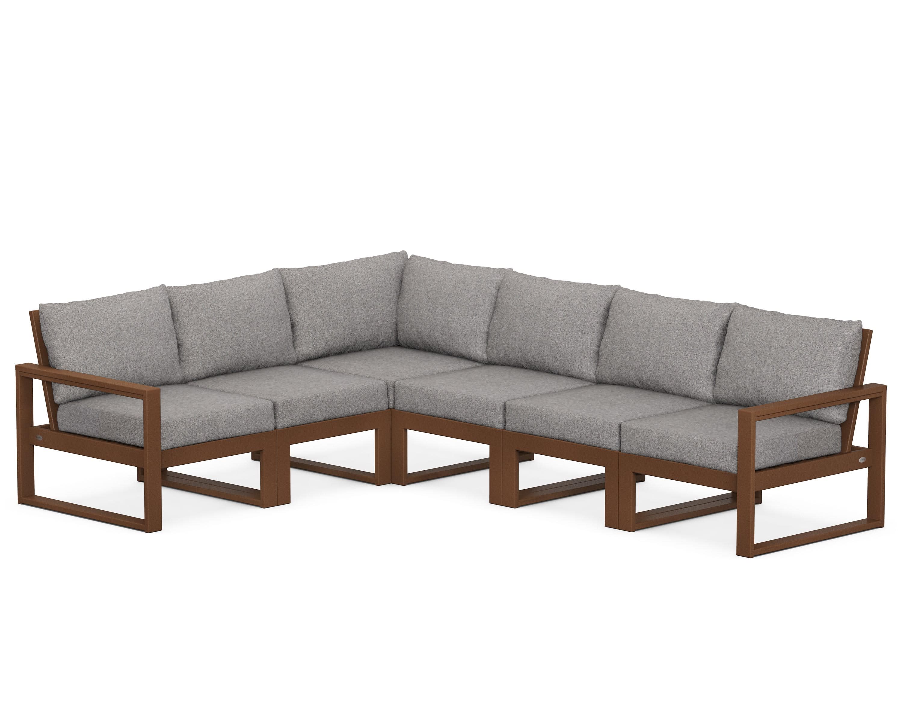 EDGE 6-Piece Modular Deep Seating Set in Teak / Grey Mist