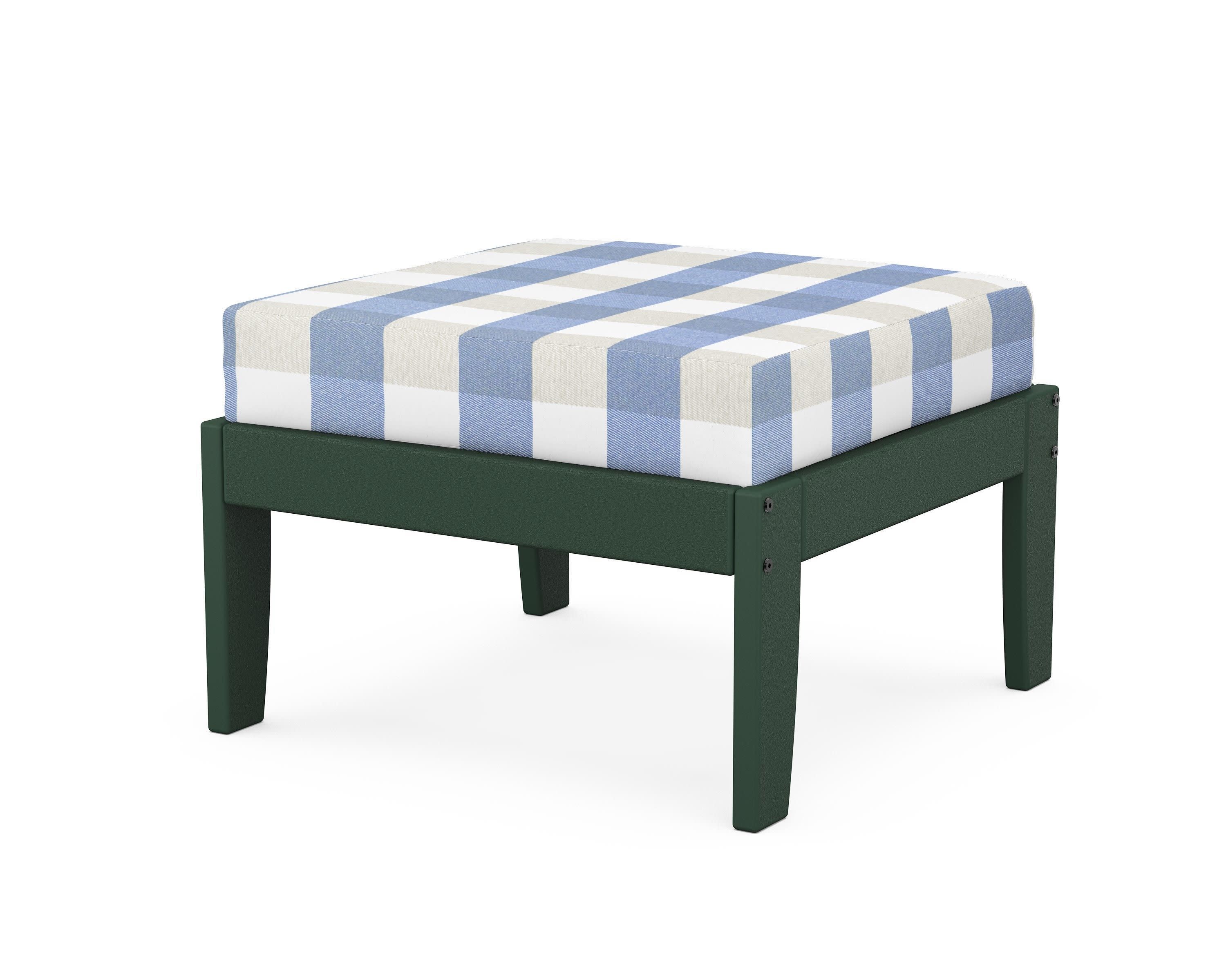 Modular Ottoman - Classic in Green / Buffalo Plaid Sky Blue