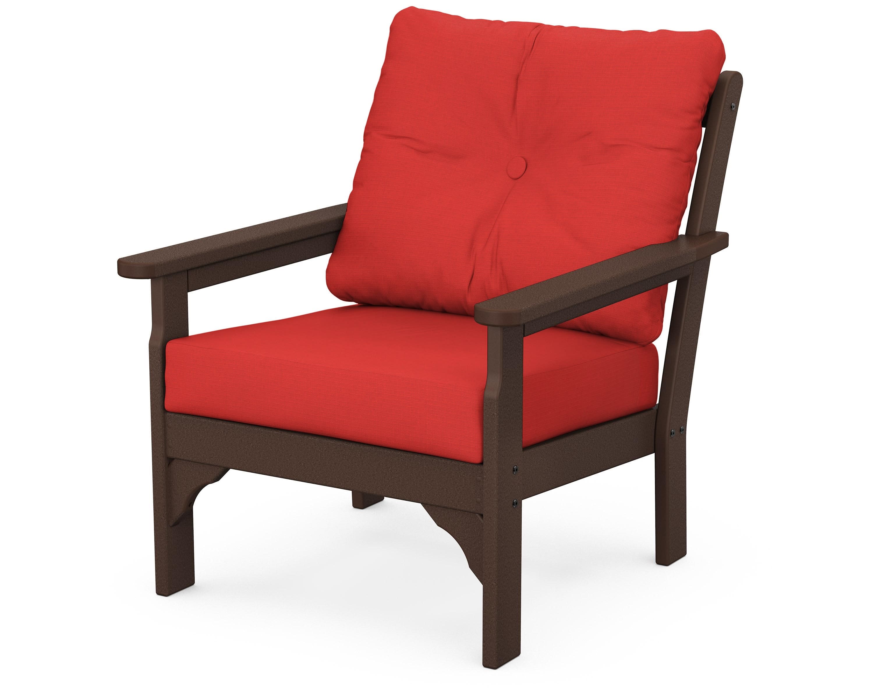 Vineyard Deep Seating Chair in Mahogany / Crimson Linen