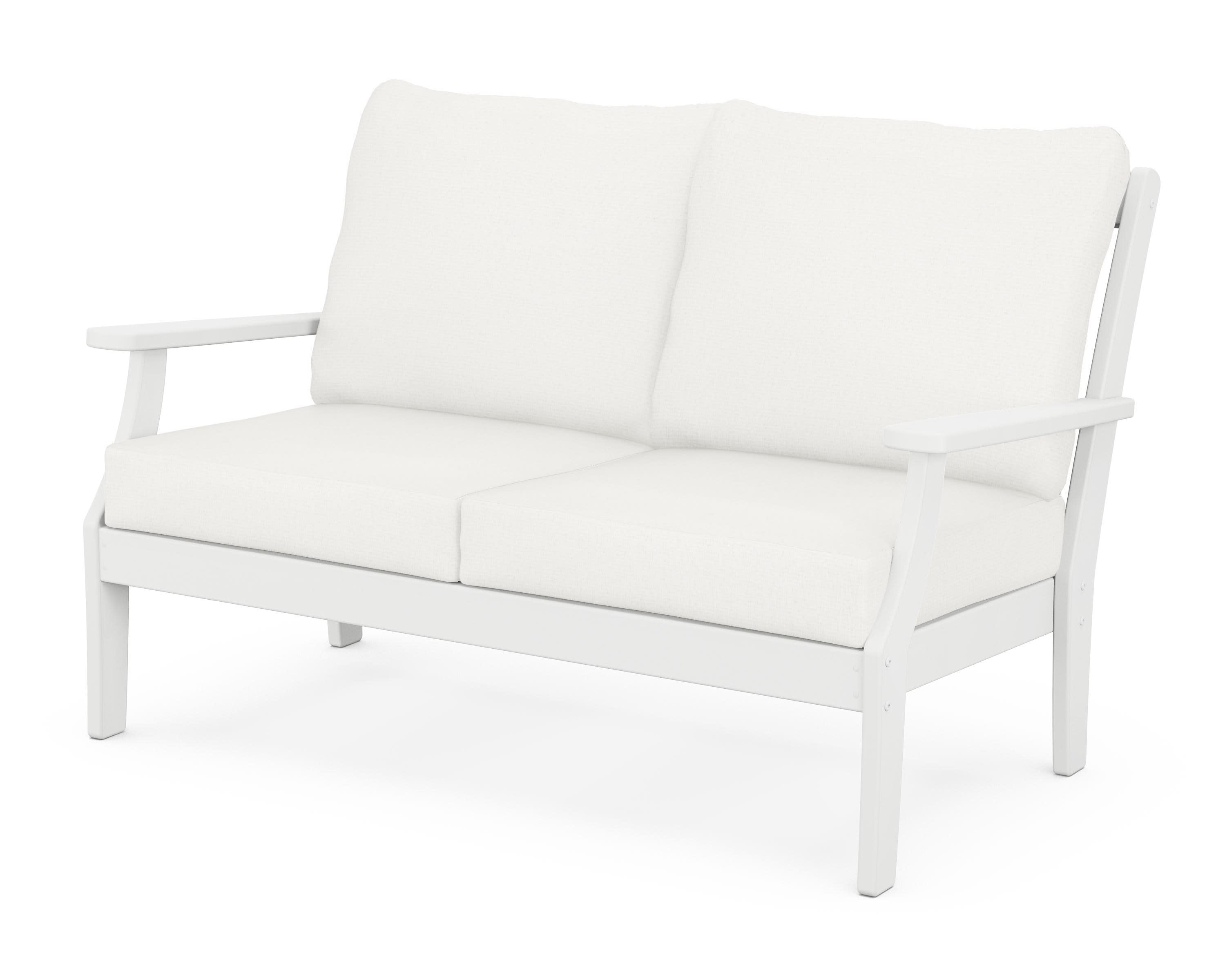Braxton Deep Seating Loveseat in White / Natural Linen