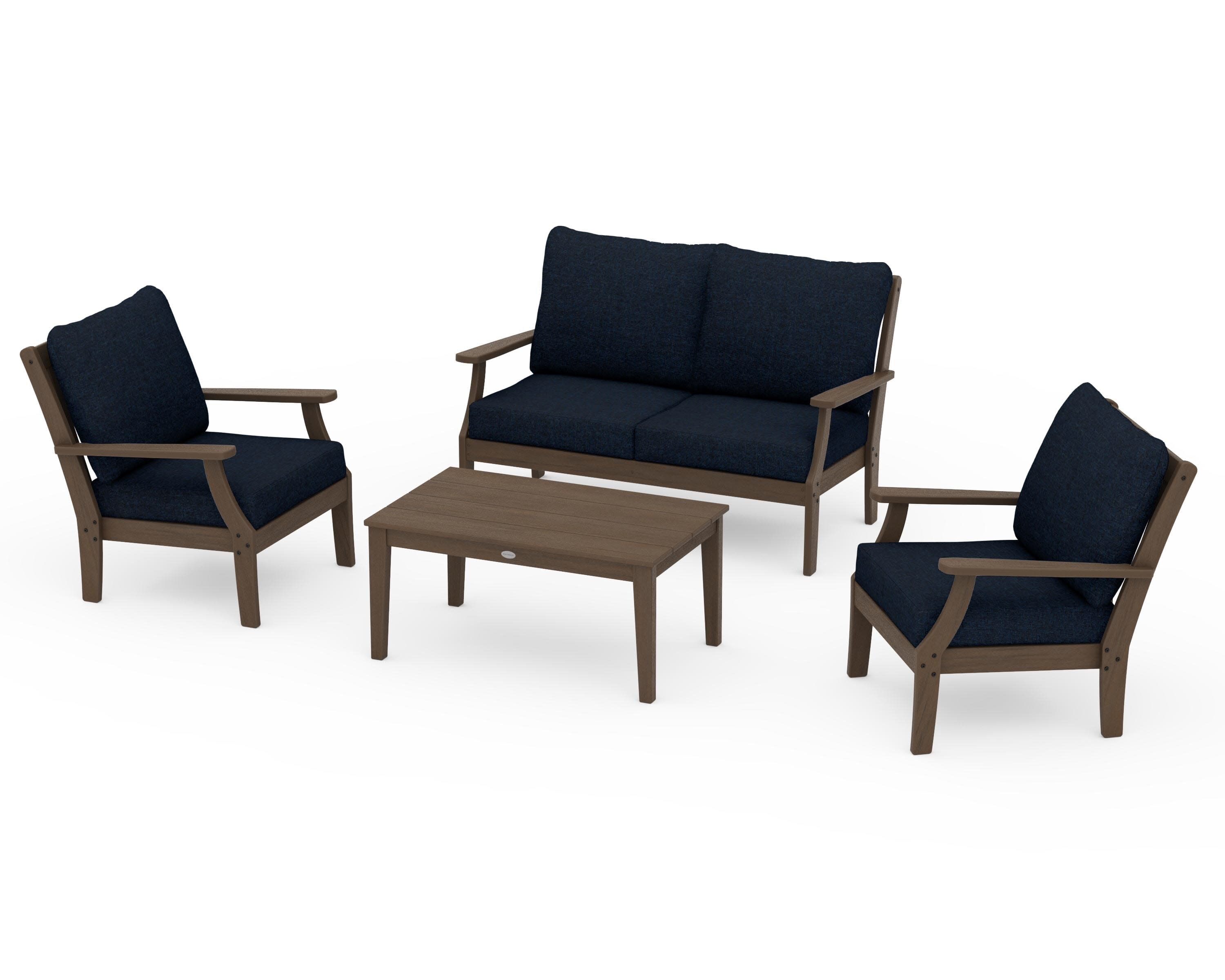 Braxton 4-Piece Deep Seating Chair Set in Kona / Marine Indigo