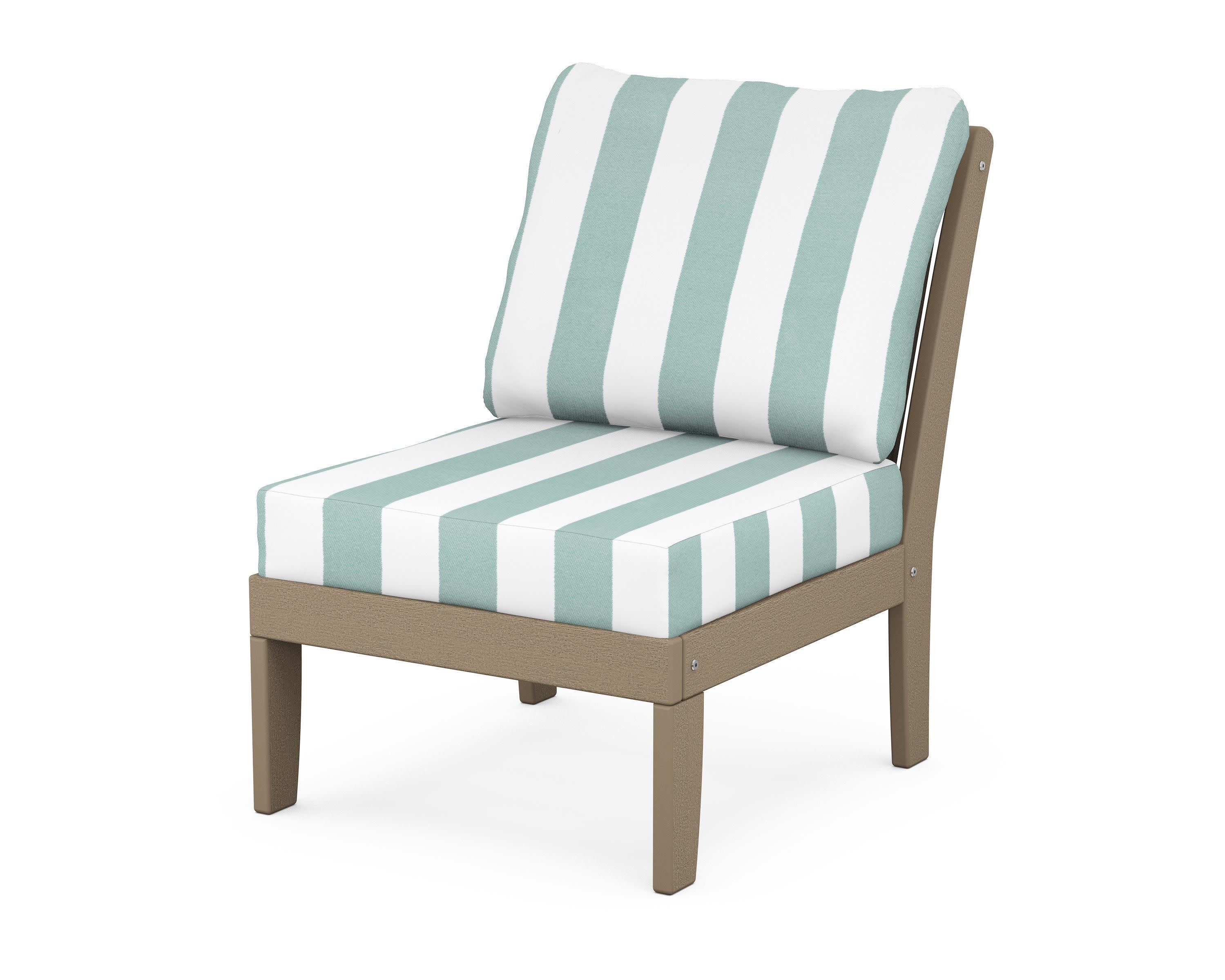 Braxton Modular Armless Chair in Vintage Sahara / Cabana Stripe Glacier Spa