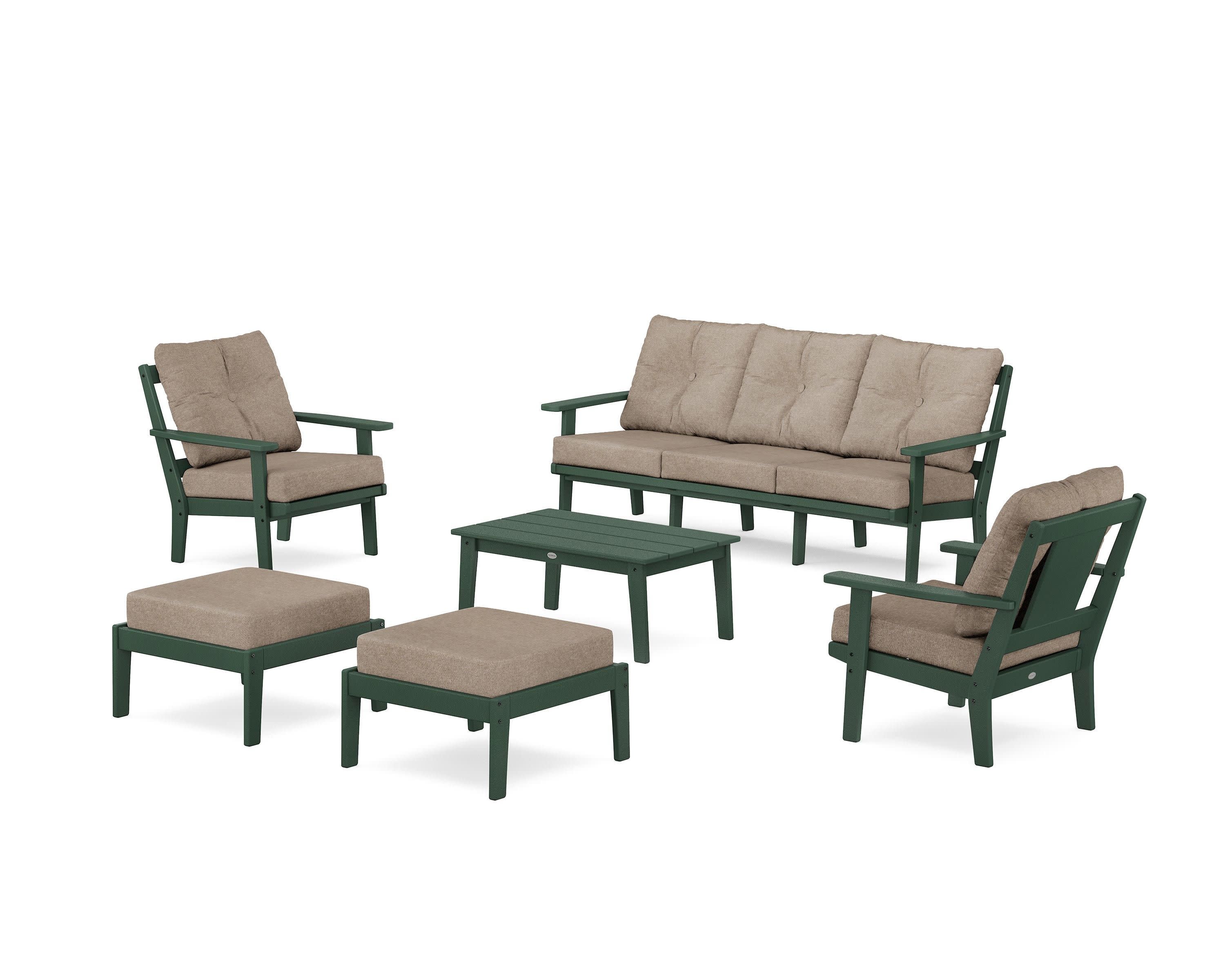Prairie 6-Piece Lounge Sofa Set in Green / Spiced Burlap