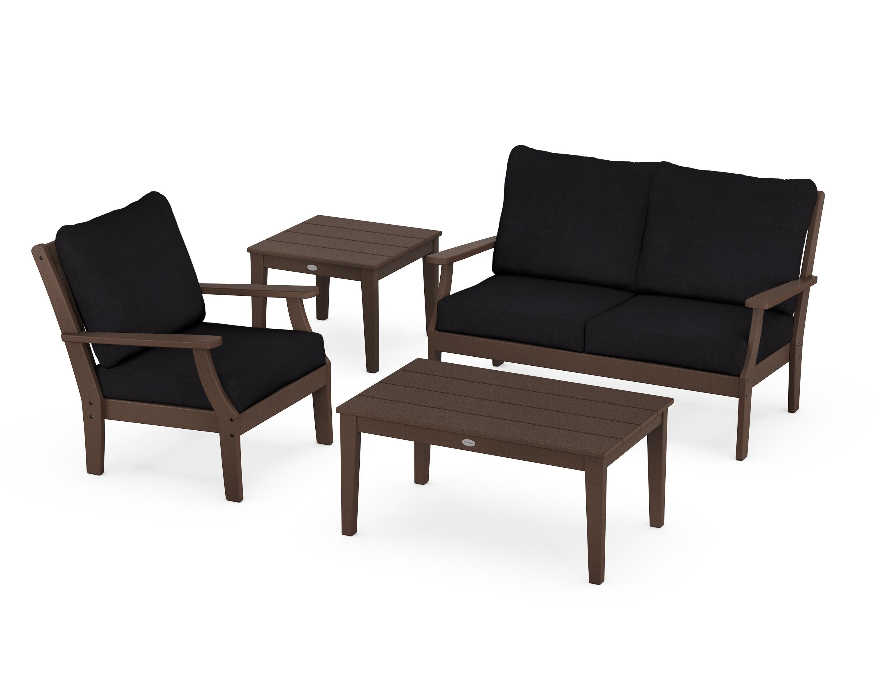 Braxton 4-Piece Deep Seating Set in Mahogany / Midnight Linen